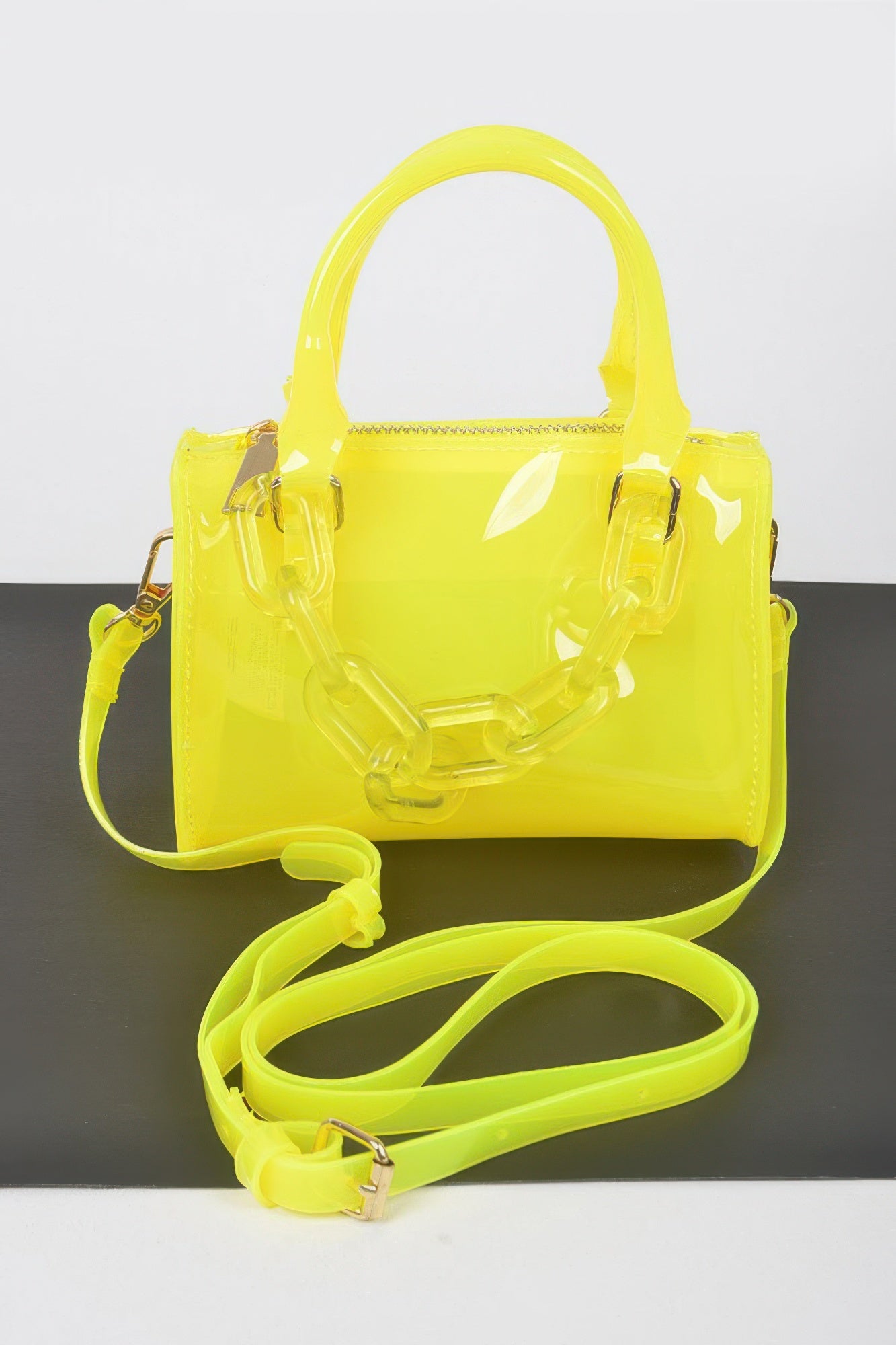 Transparent Mini Duffle Bag W/acrylic Chain
