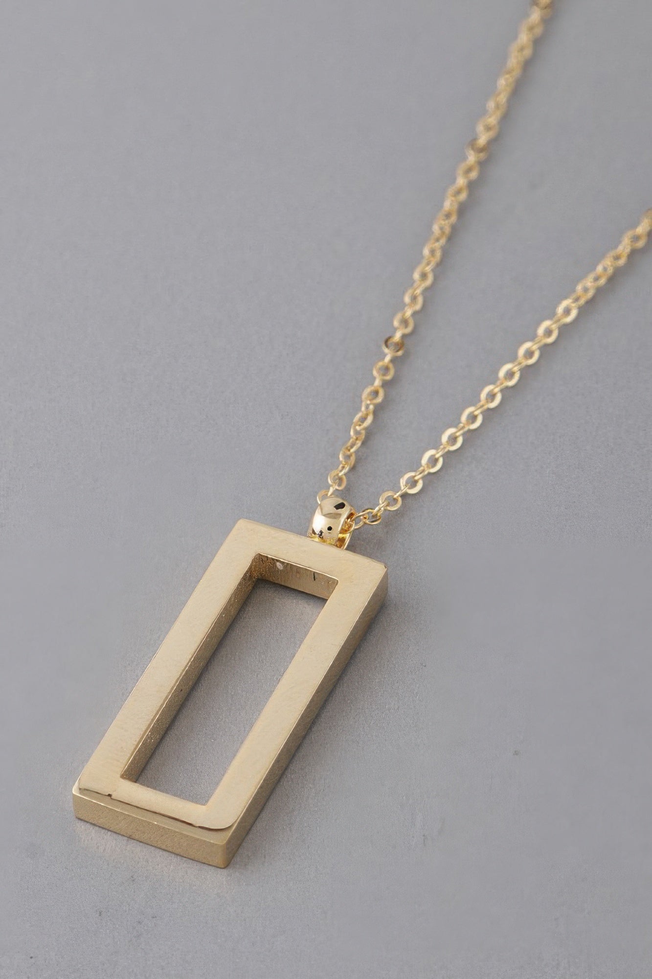 Open Rectangle Pendant Necklace