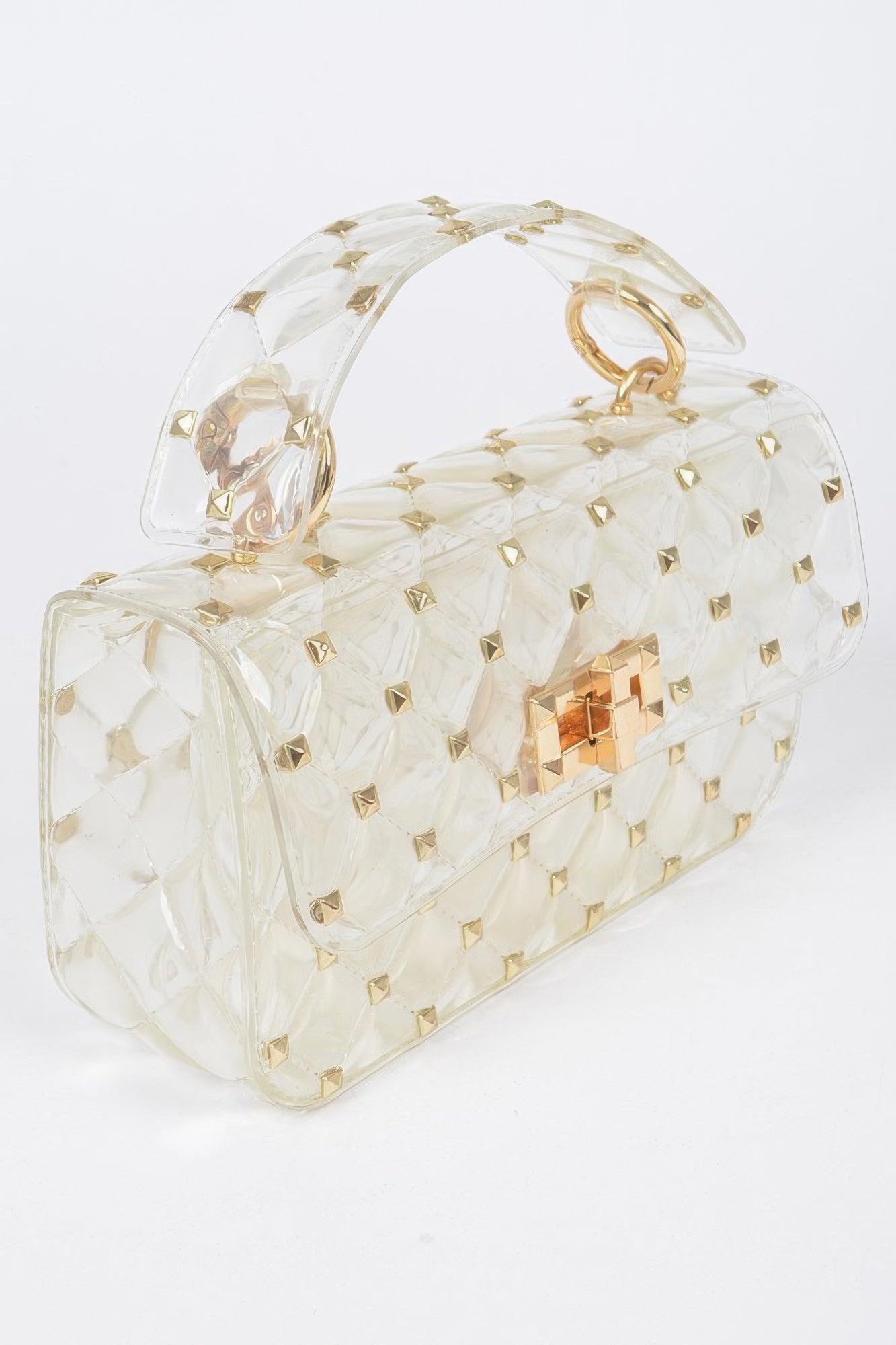 Glossy Stud Cross Chain Body Clutch