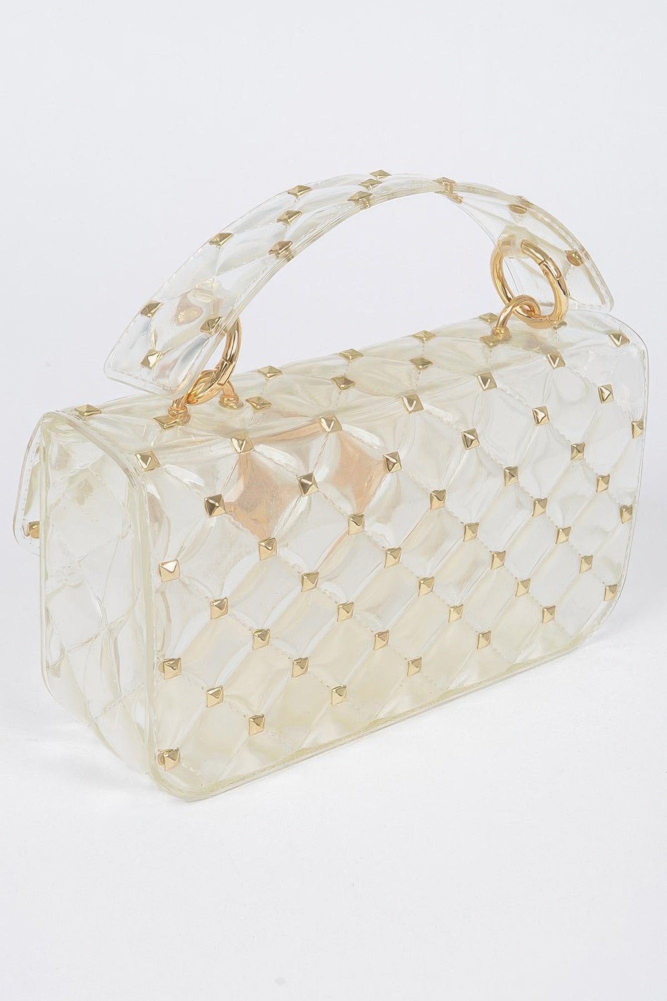 Glossy Stud Cross Chain Body Clutch