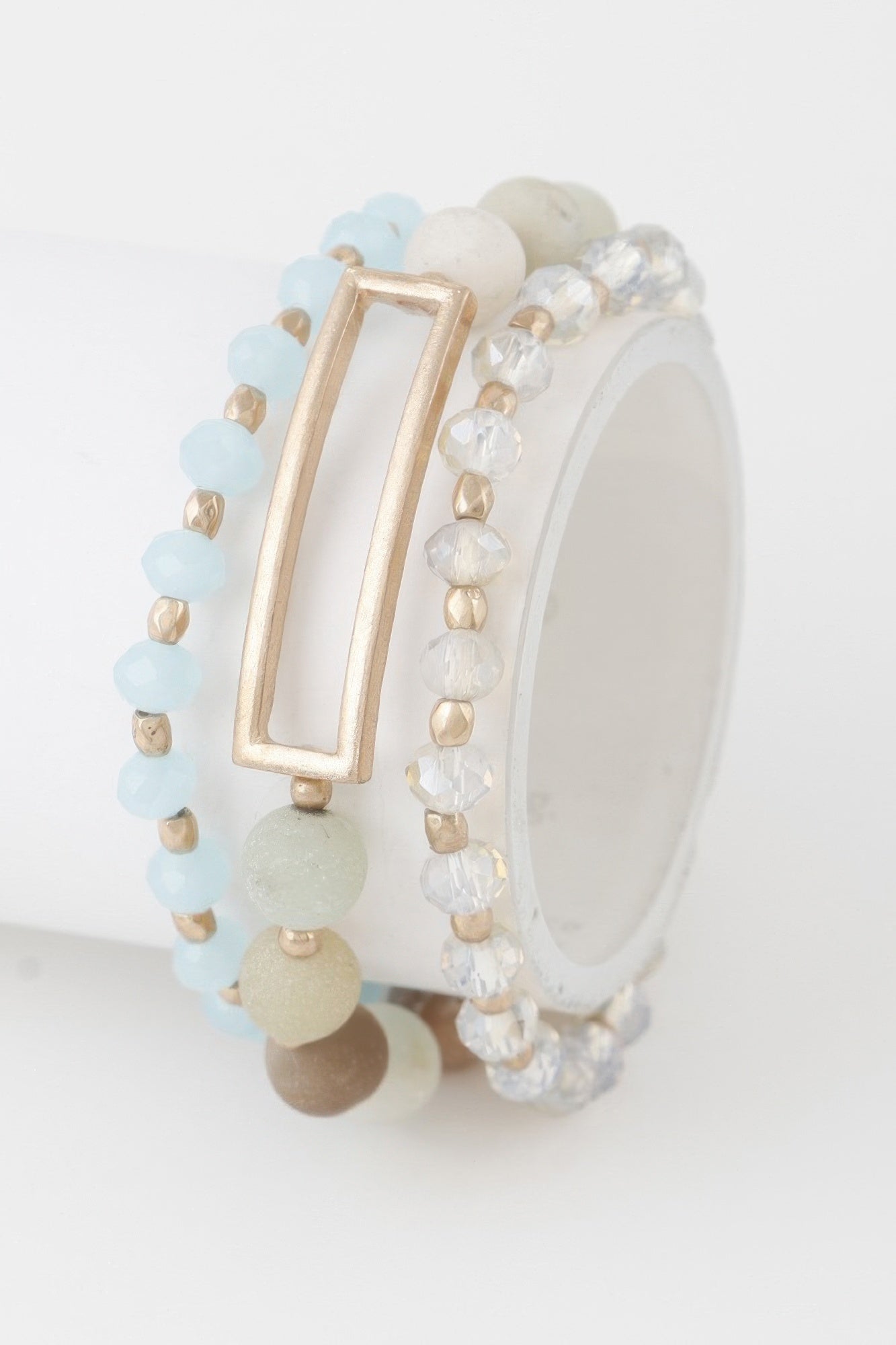 Multi Beaded N Rectangular Pendant Bracelet