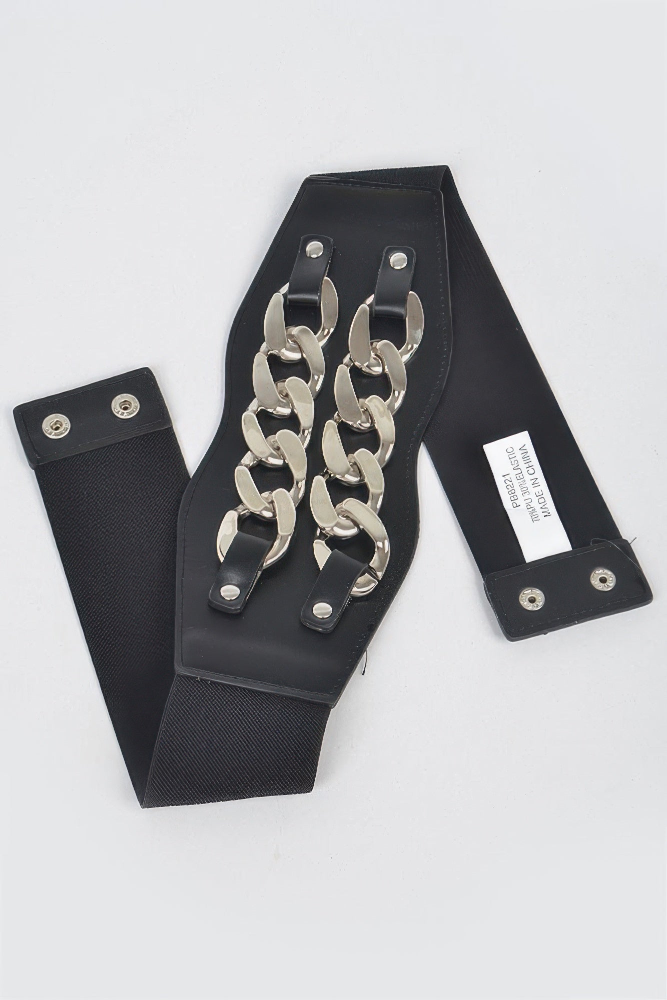 Faux Leather Oversized Chain Elastic Belt