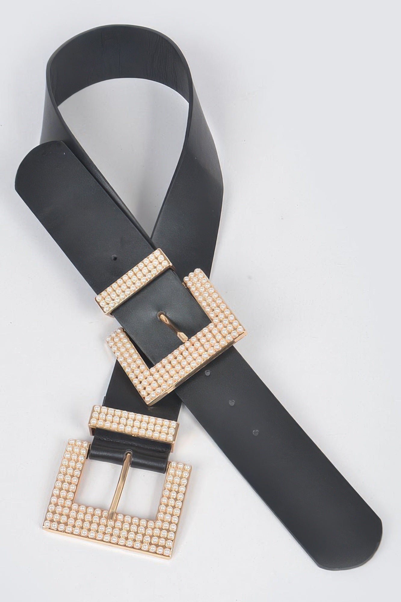 Two Faux Pearl Buckle Waist Belt