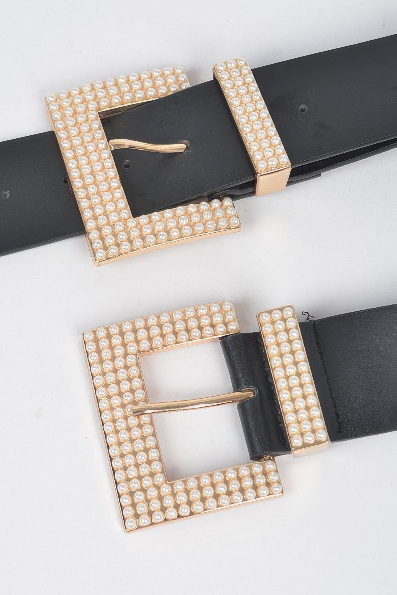Two Faux Pearl Buckle Waist Belt