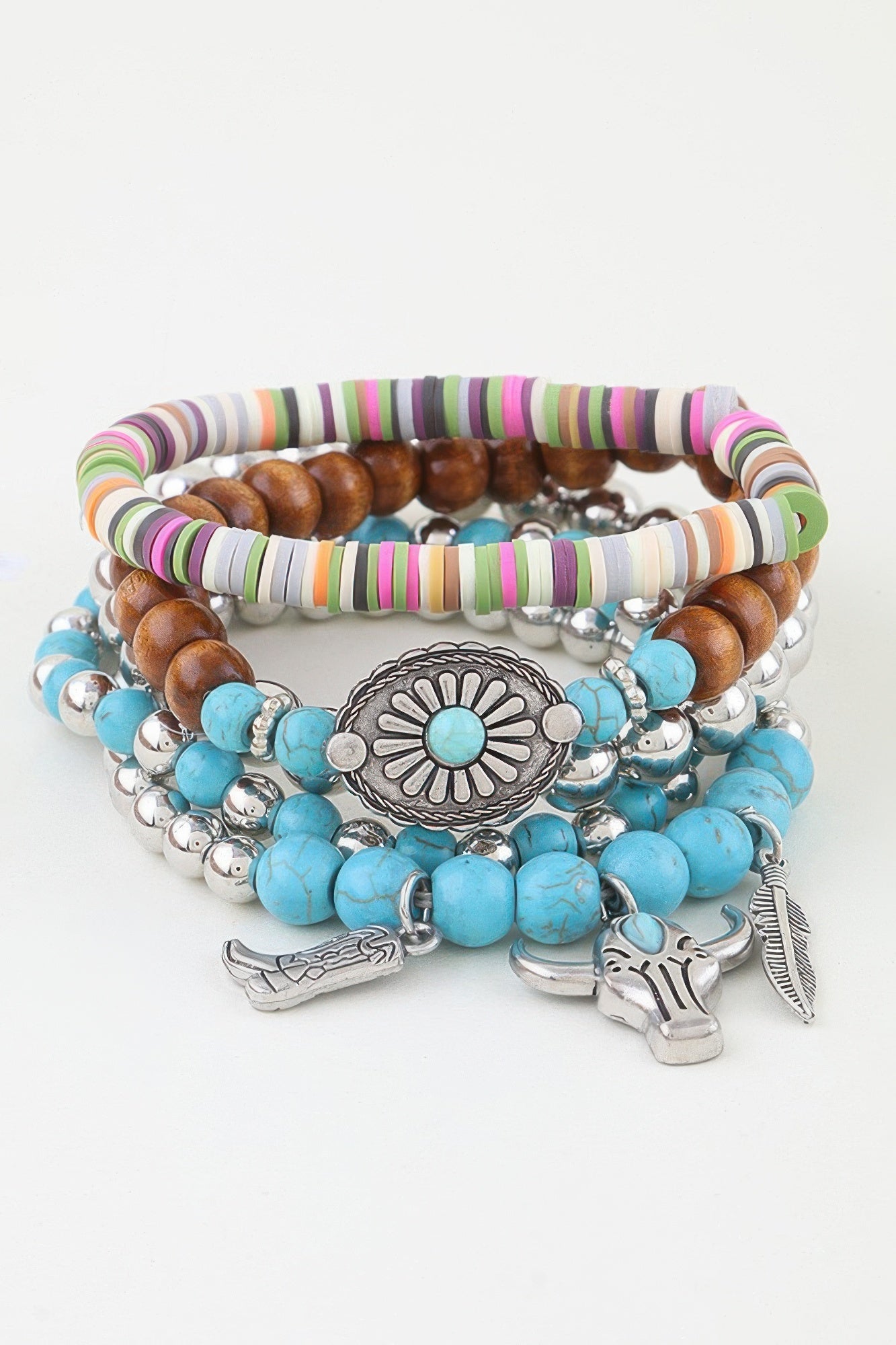 Multi Antique Wild West Beaded Bracelet