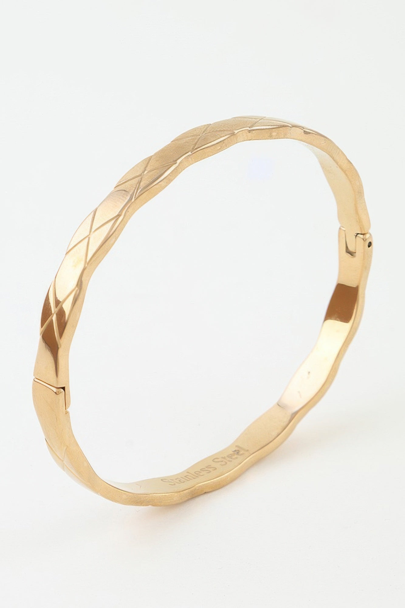 Polished Diamond Cut Cuff Bracelet