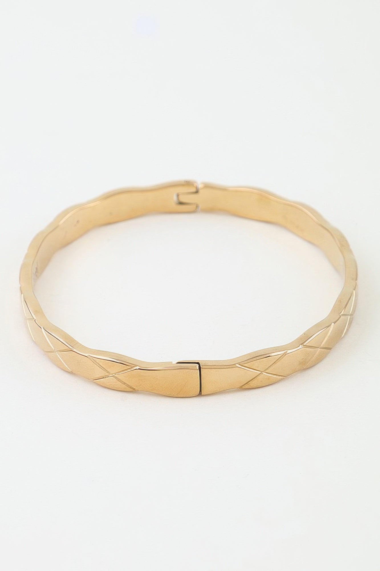 Polished Diamond Cut Cuff Bracelet
