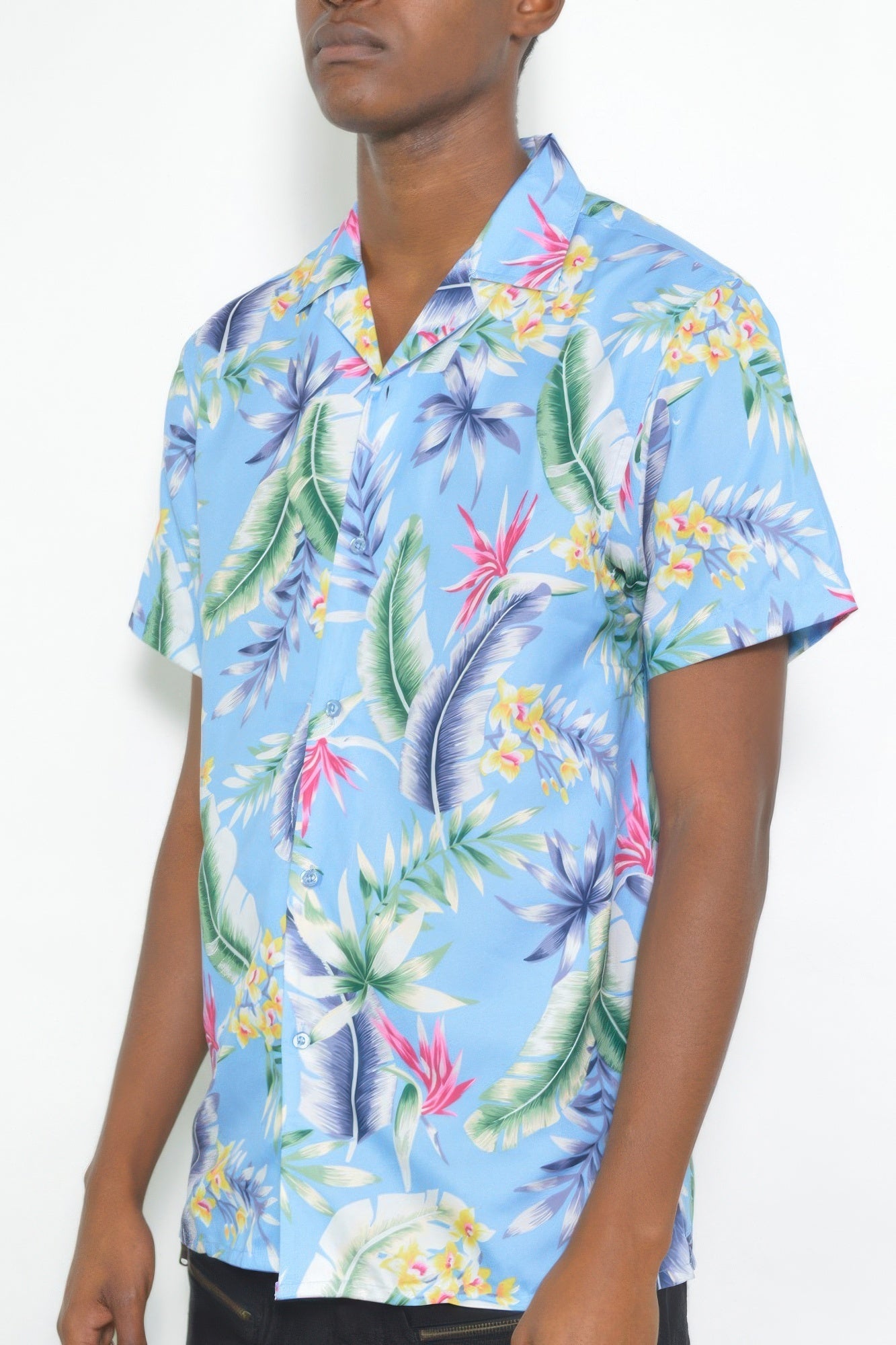 Mens Short Sleeve Floral Button Down Shirt