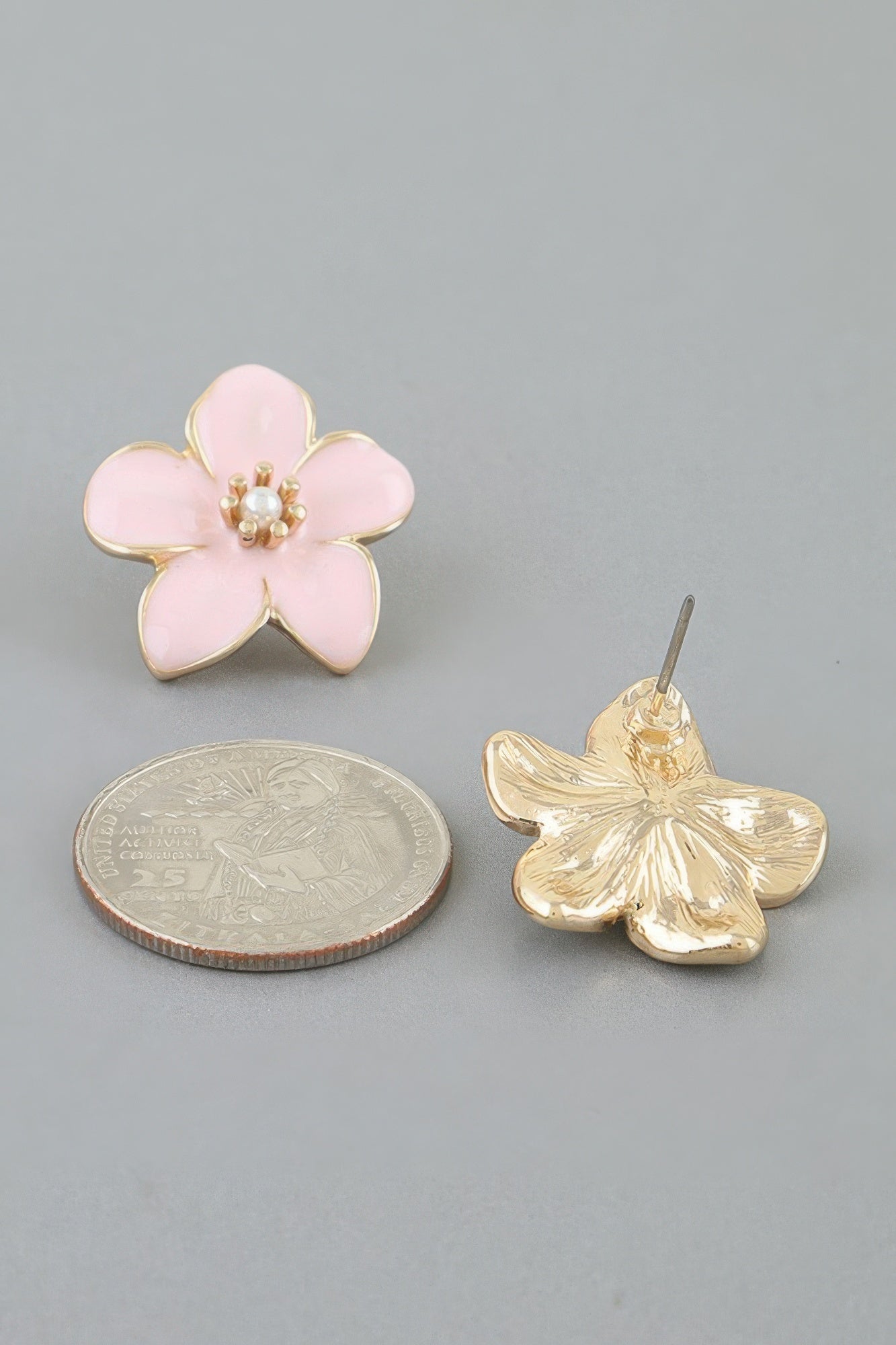 Marble Stone Flower Stud Earrings