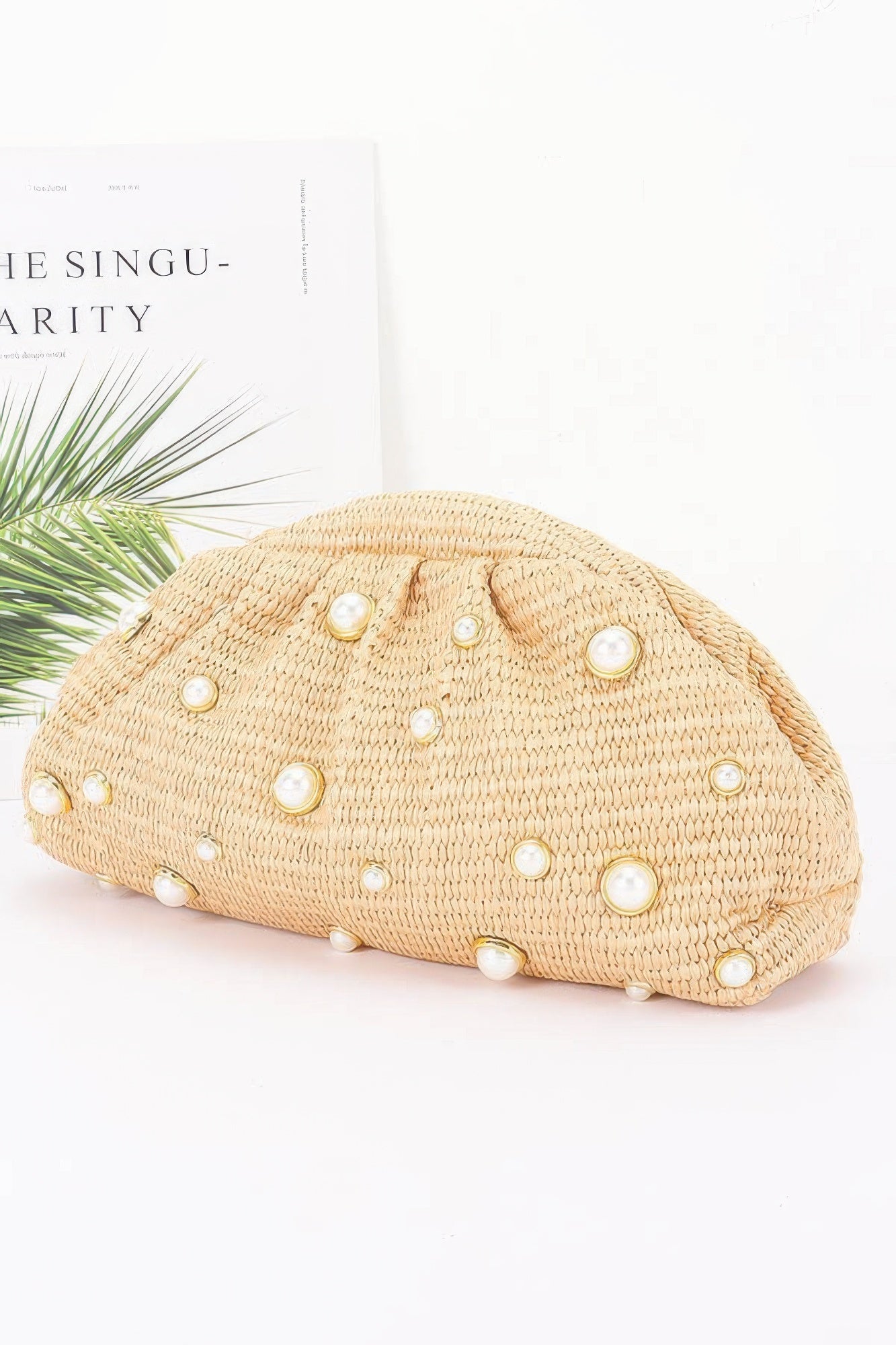 Faux Straw Pearl Clutch