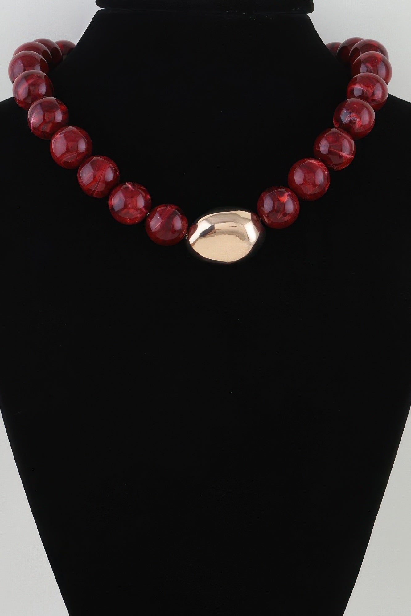 Polished Marble Beaded Pendant Necklace