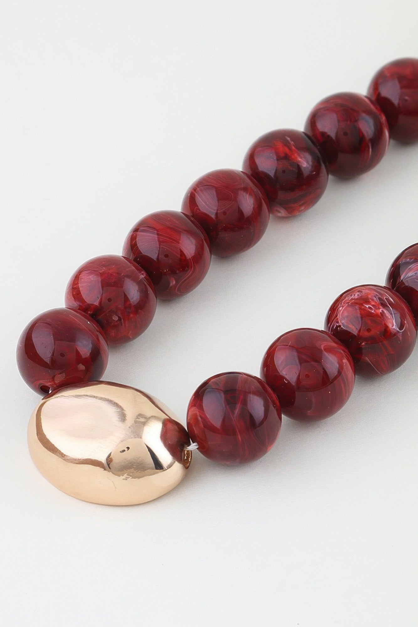 Polished Marble Beaded Pendant Necklace