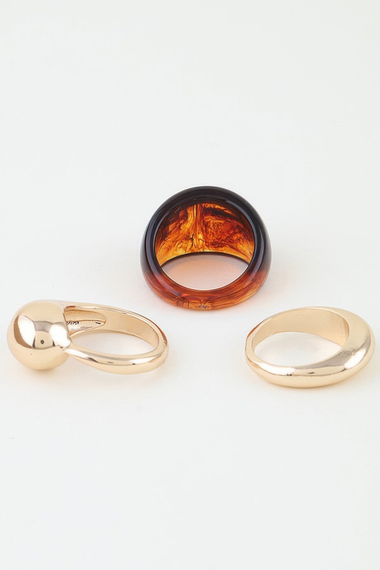 Modern Polished Marble Stone Rings Set
