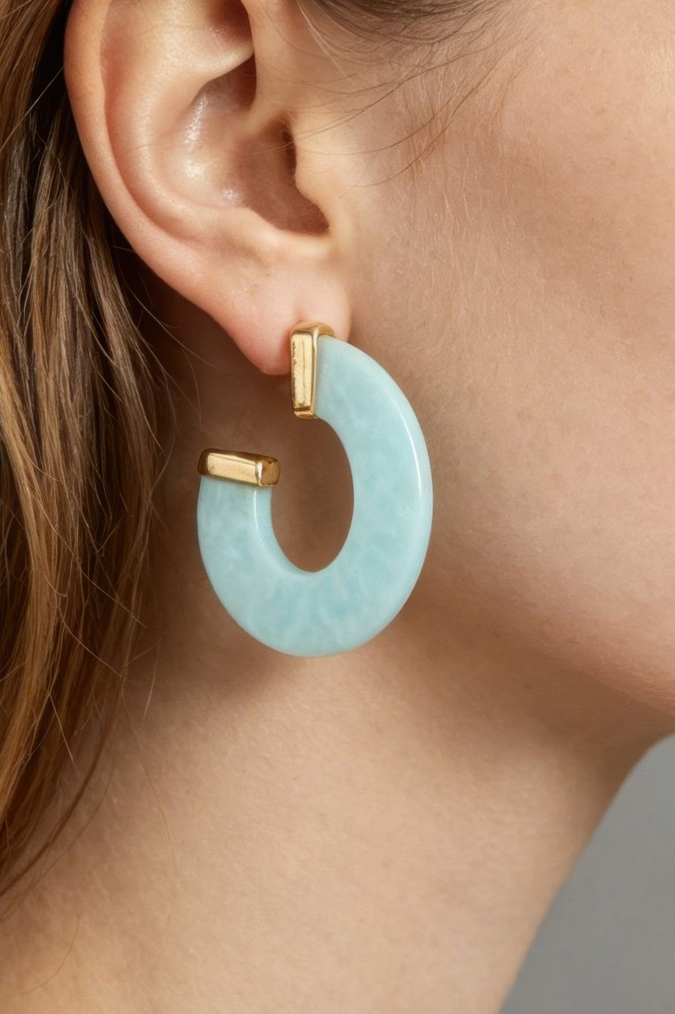 Marble Stone Open Hoop Earrings