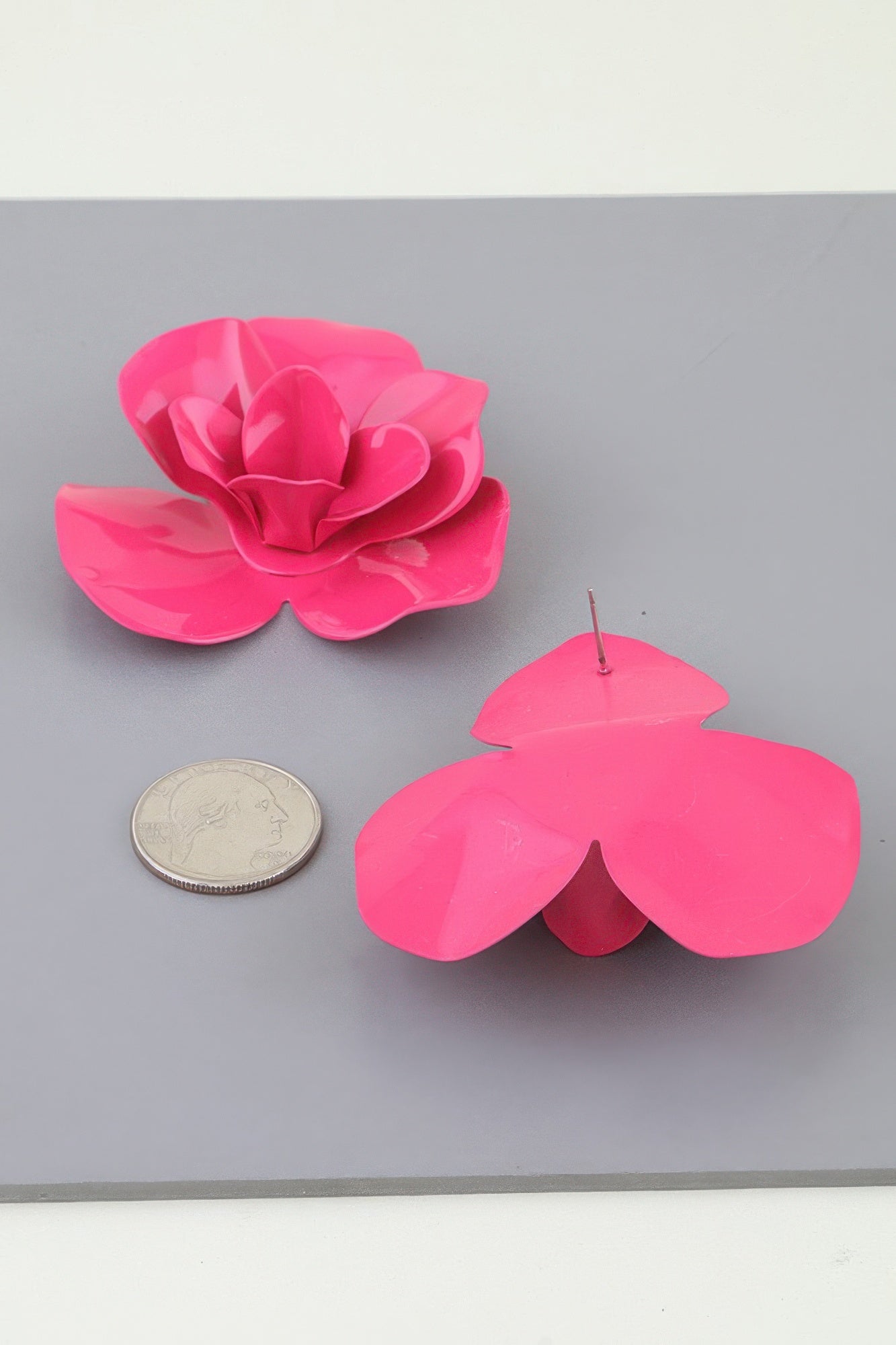 Polished Blooming Rose Stud Earrings