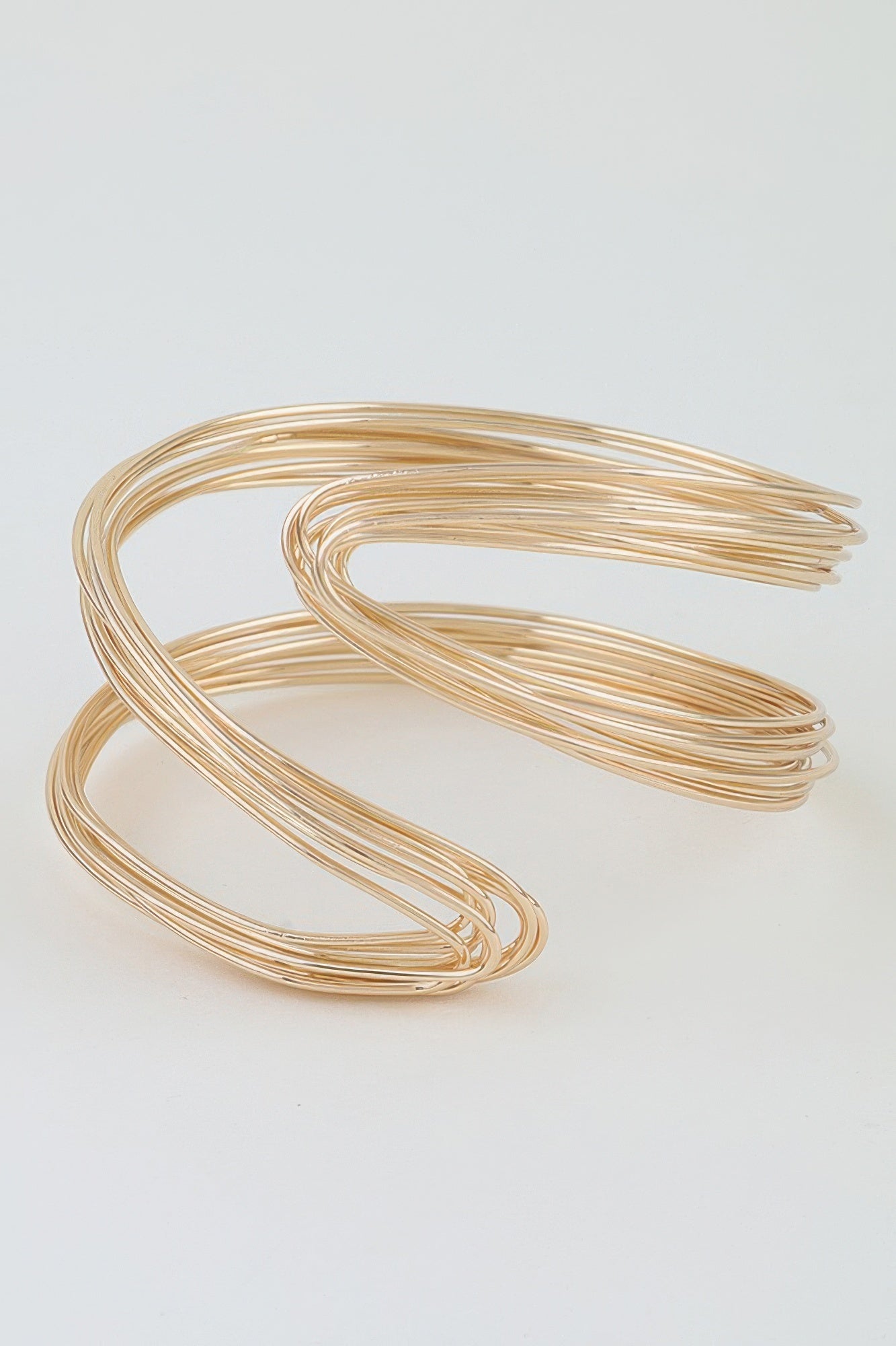 Sculptural Multi Wire Open Cuff Bracelet