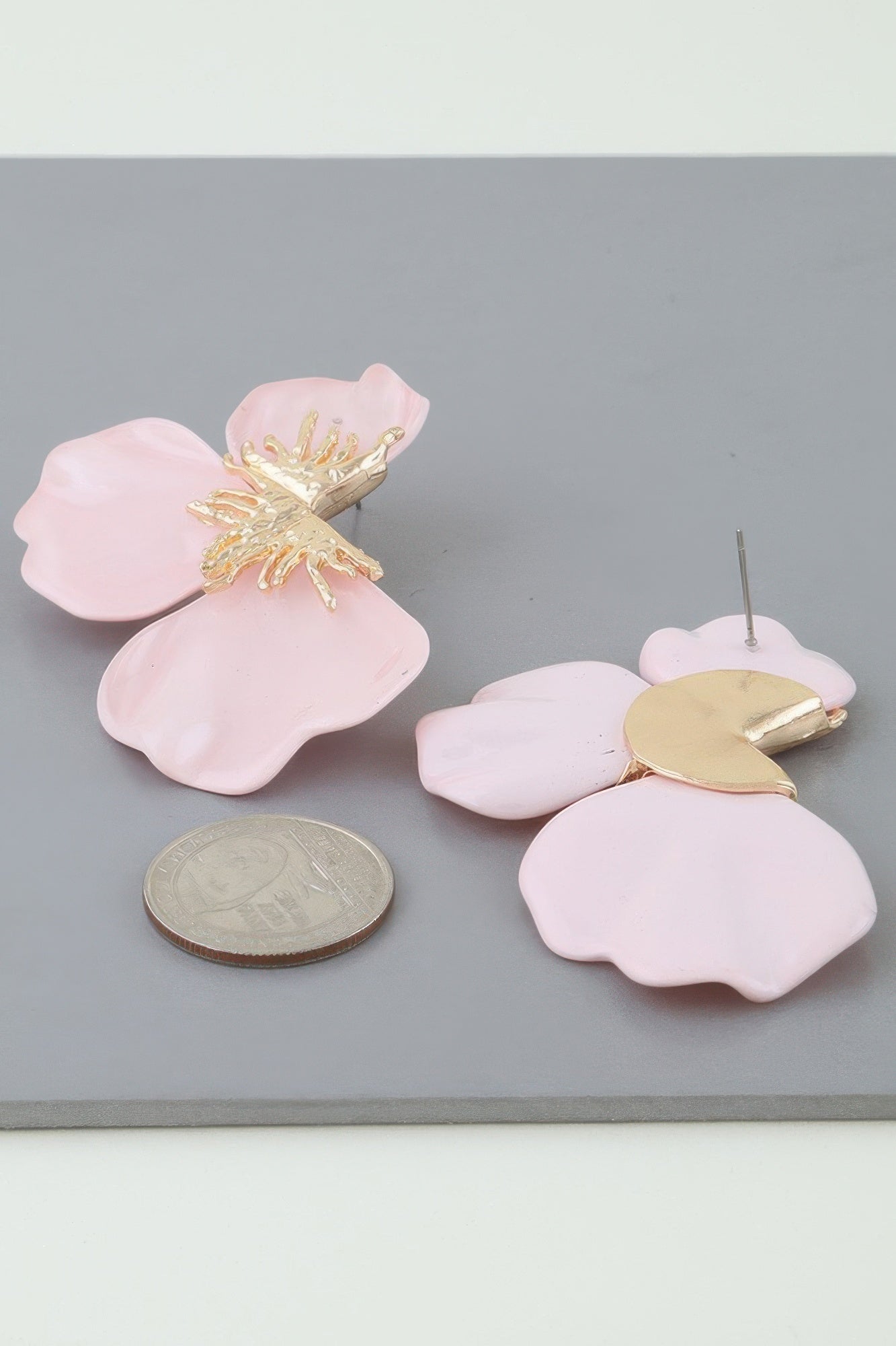 Multi Stone Scale Flower Earrings 2.4"
