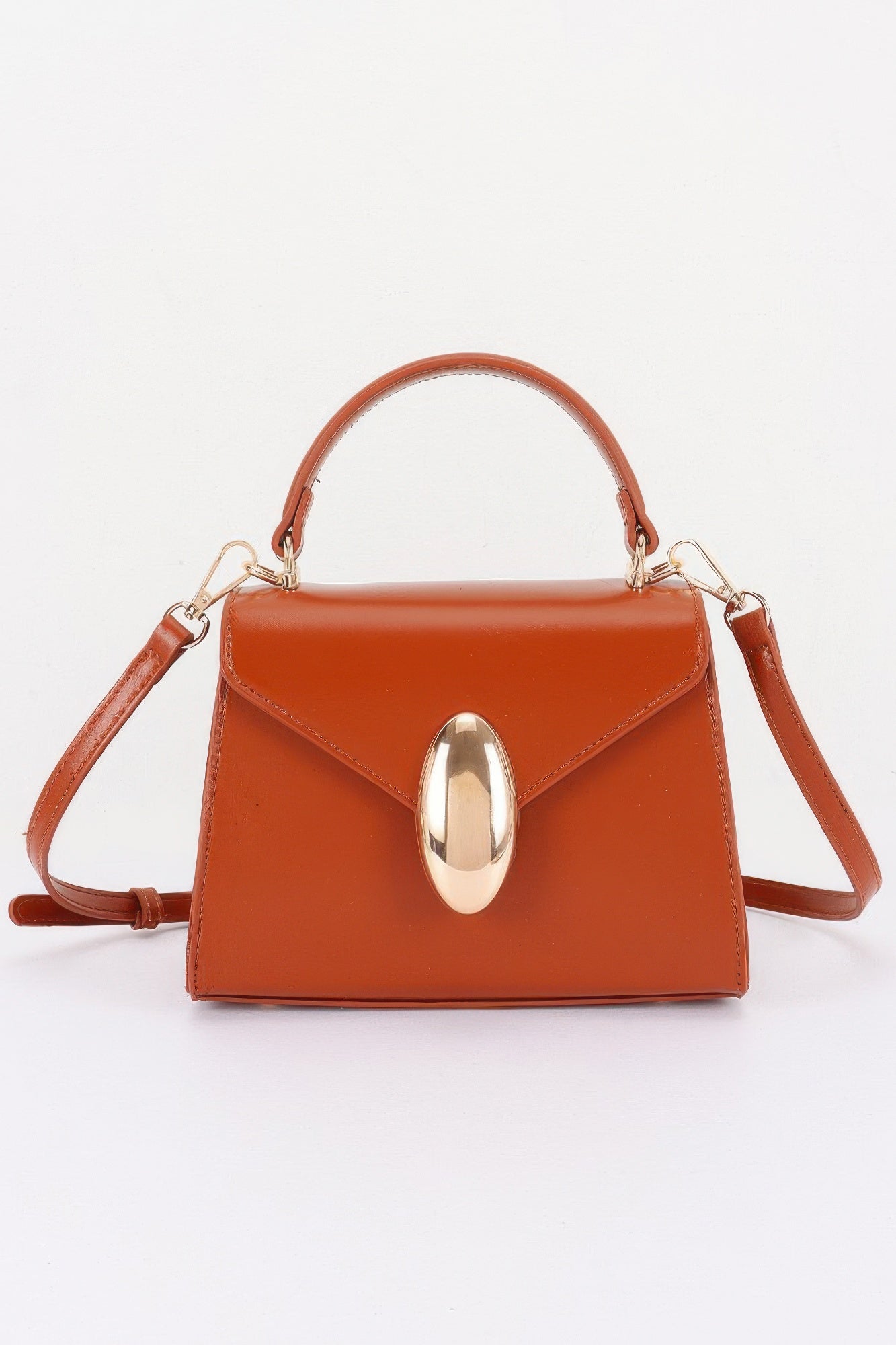Vegan Leather Top Handle Flap Bag
