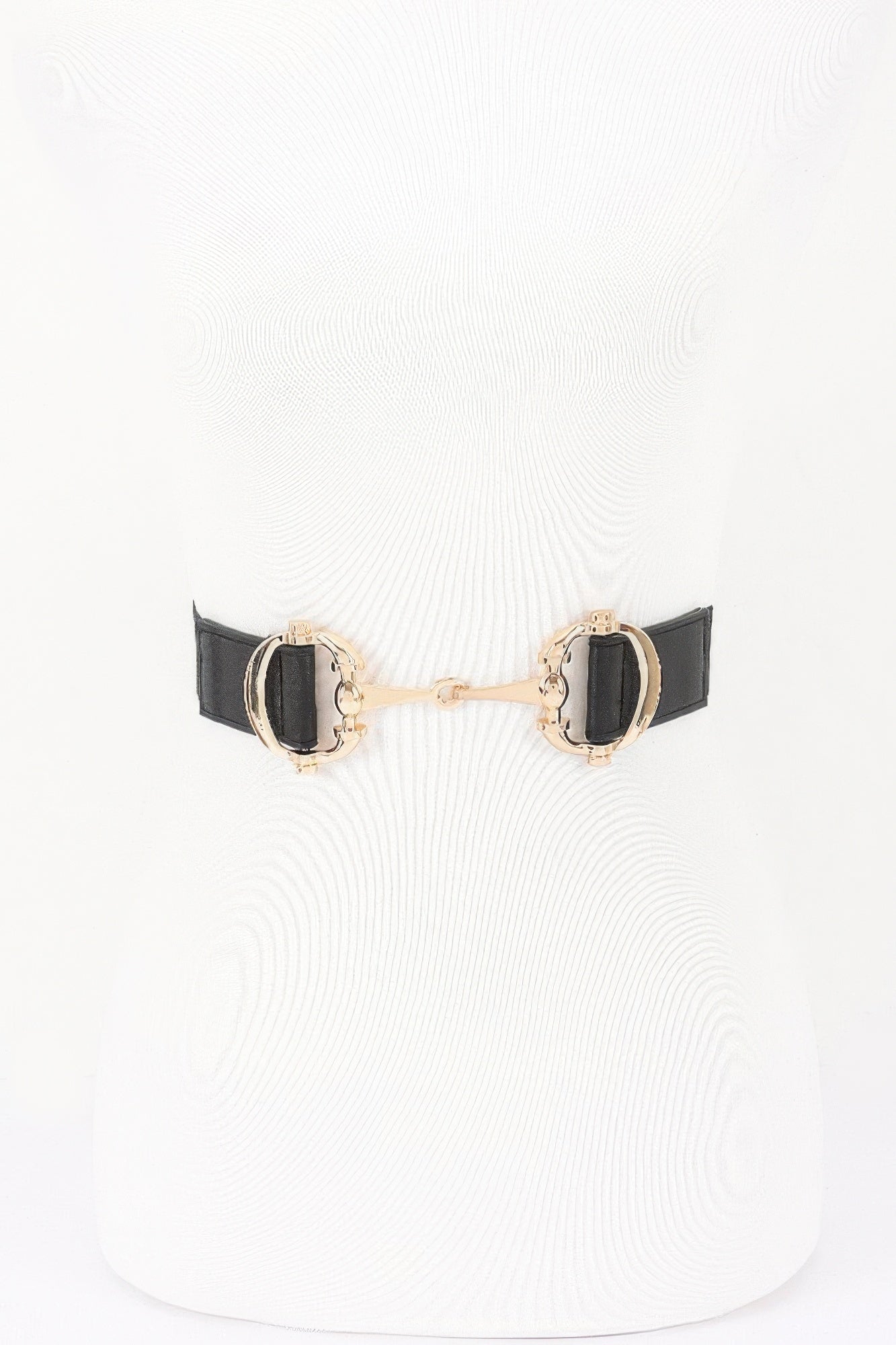 Vegan Leather Metal Buckle Elastic Belt