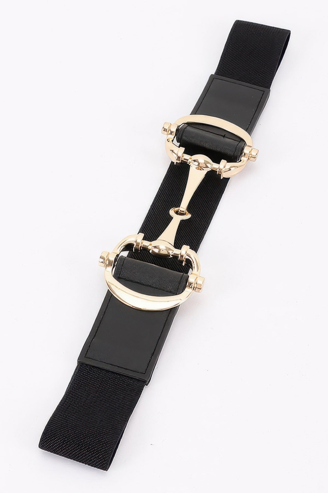 Vegan Leather Metal Buckle Elastic Belt
