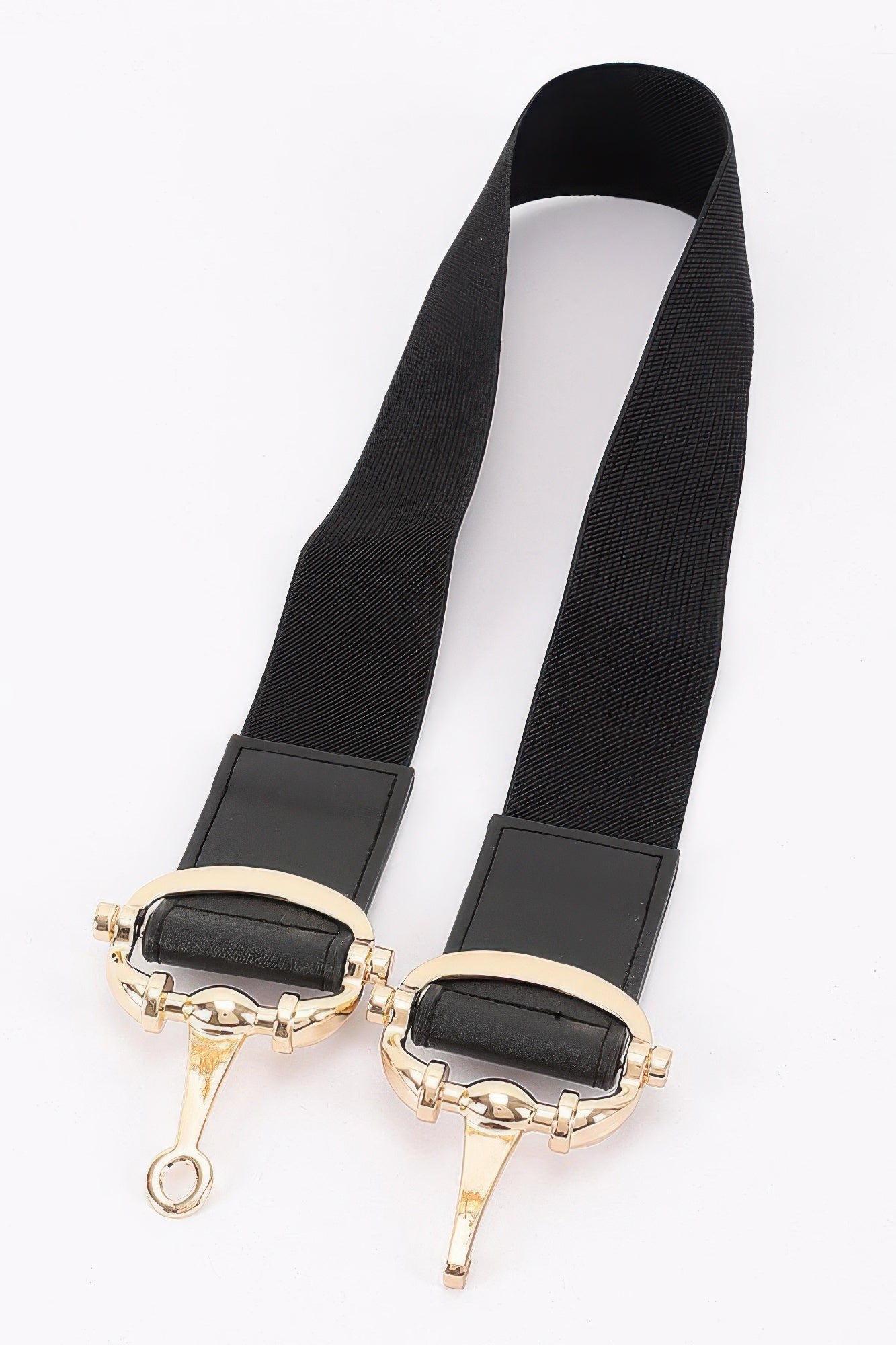 Vegan Leather Metal Buckle Elastic Belt