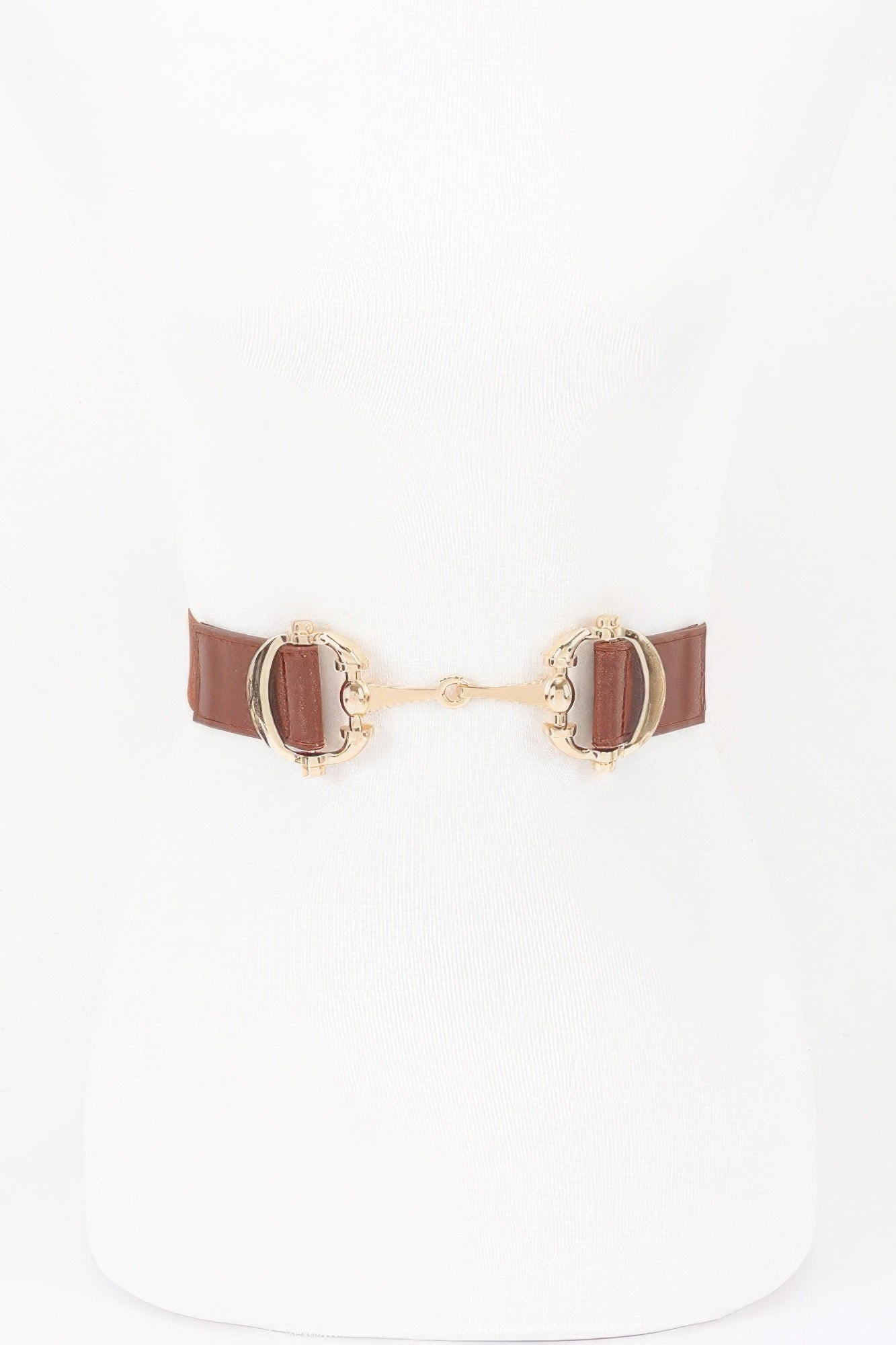 Vegan Leather Metal Buckle Elastic Belt