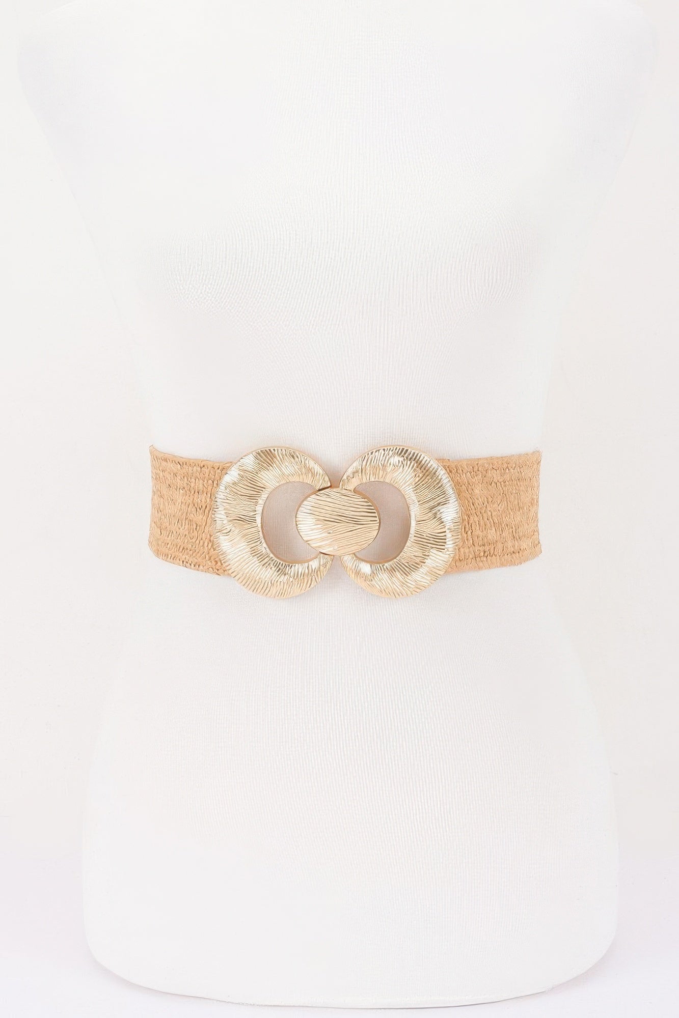 Faux Straw Big Metal Buckle Elastic Plus Size Belt