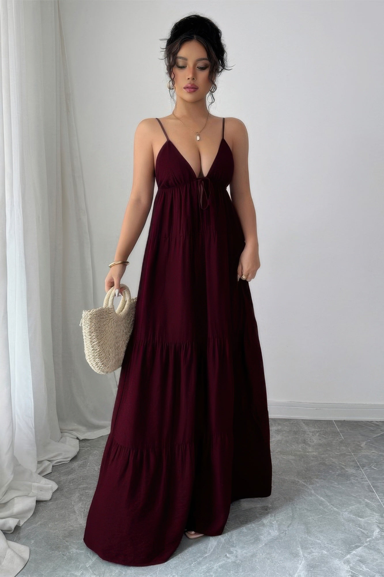 Sleeveless Elegant Suspender Aline Maxi Dress