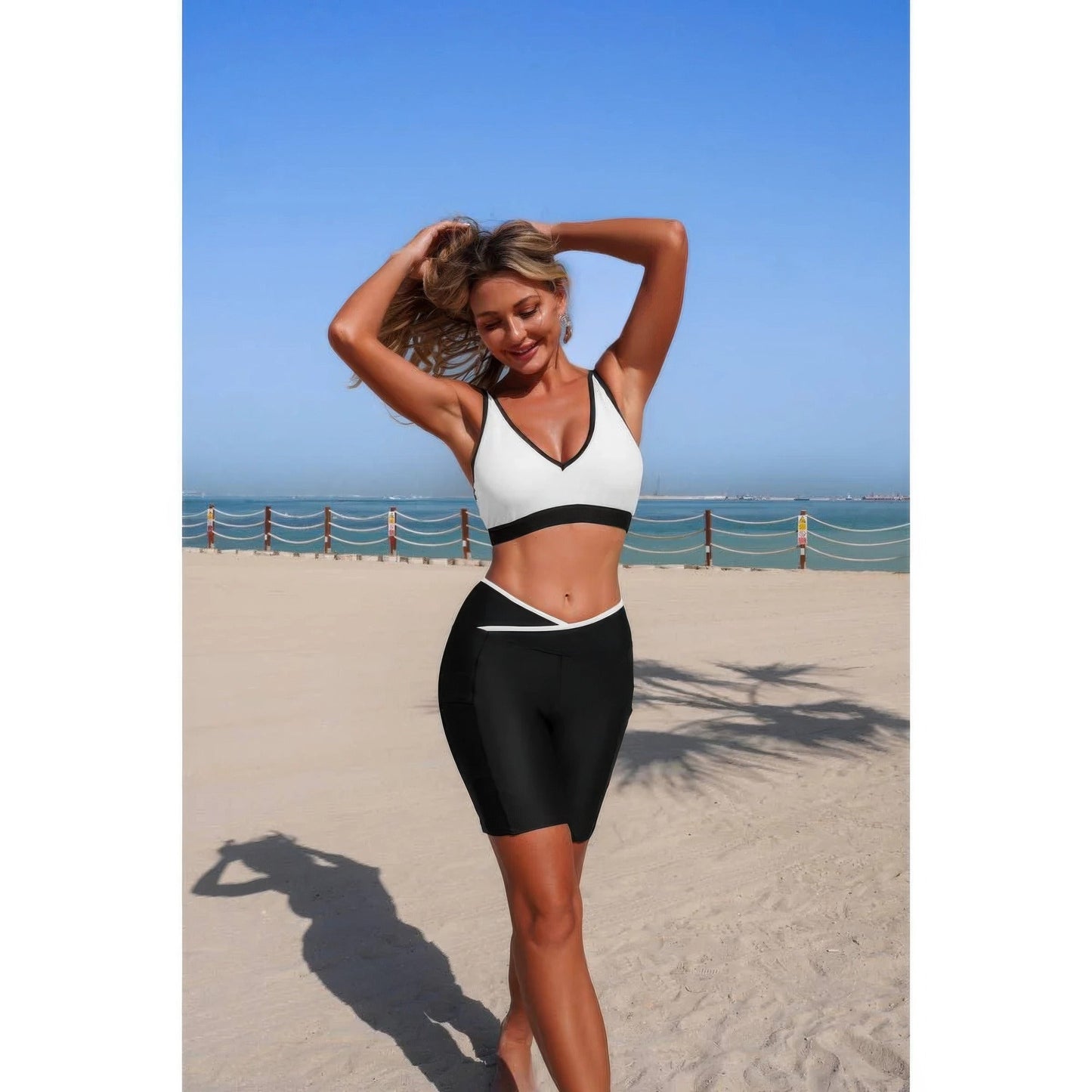 Two Piece Color Block Sports Sleeveless Yoga Sets