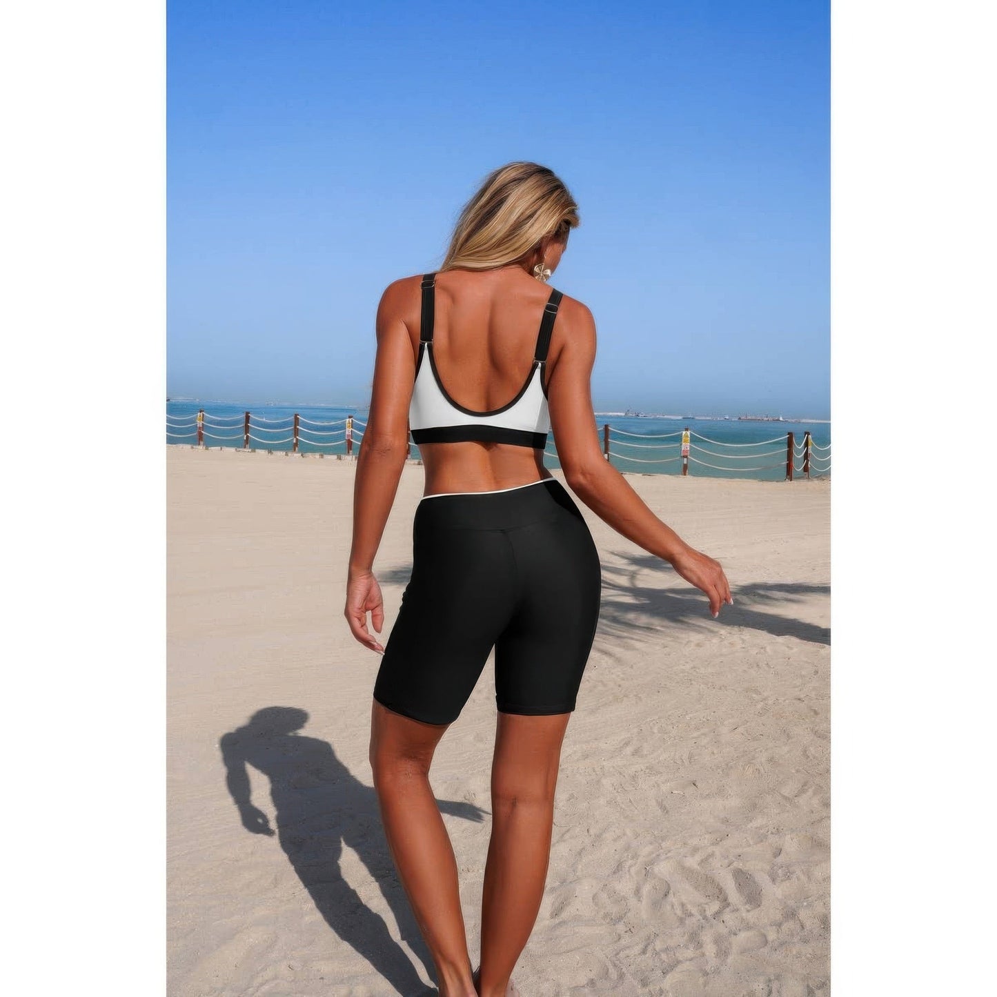 Two Piece Color Block Sports Sleeveless Yoga Sets