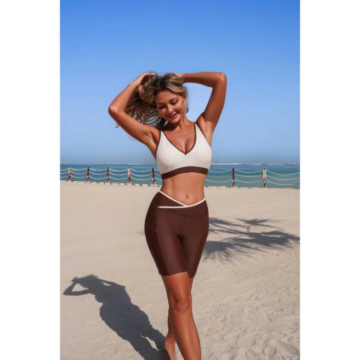 Two Piece Color Block Sports Sleeveless Yoga Sets