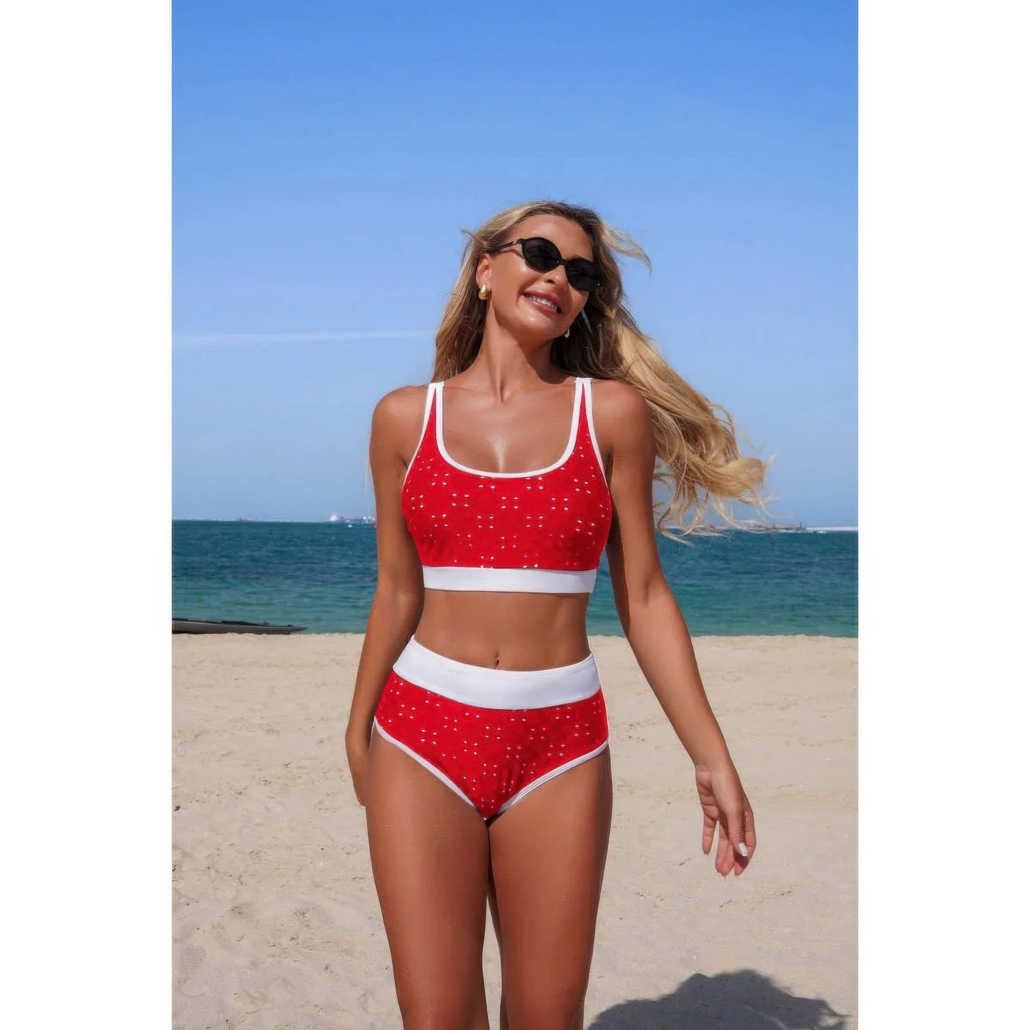 Push Up Triangle High Waisted Band Bikini