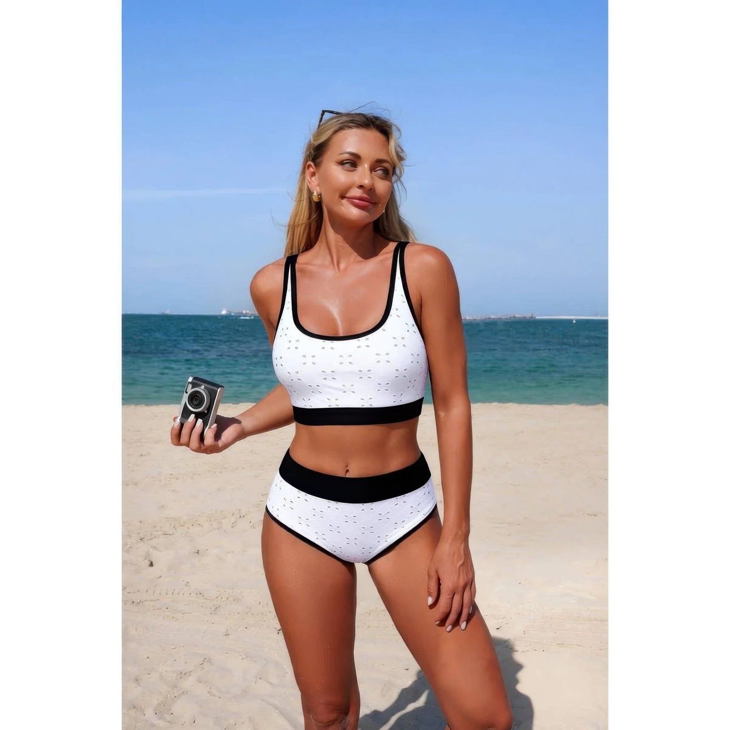 Push Up Triangle High Waisted Band Bikini