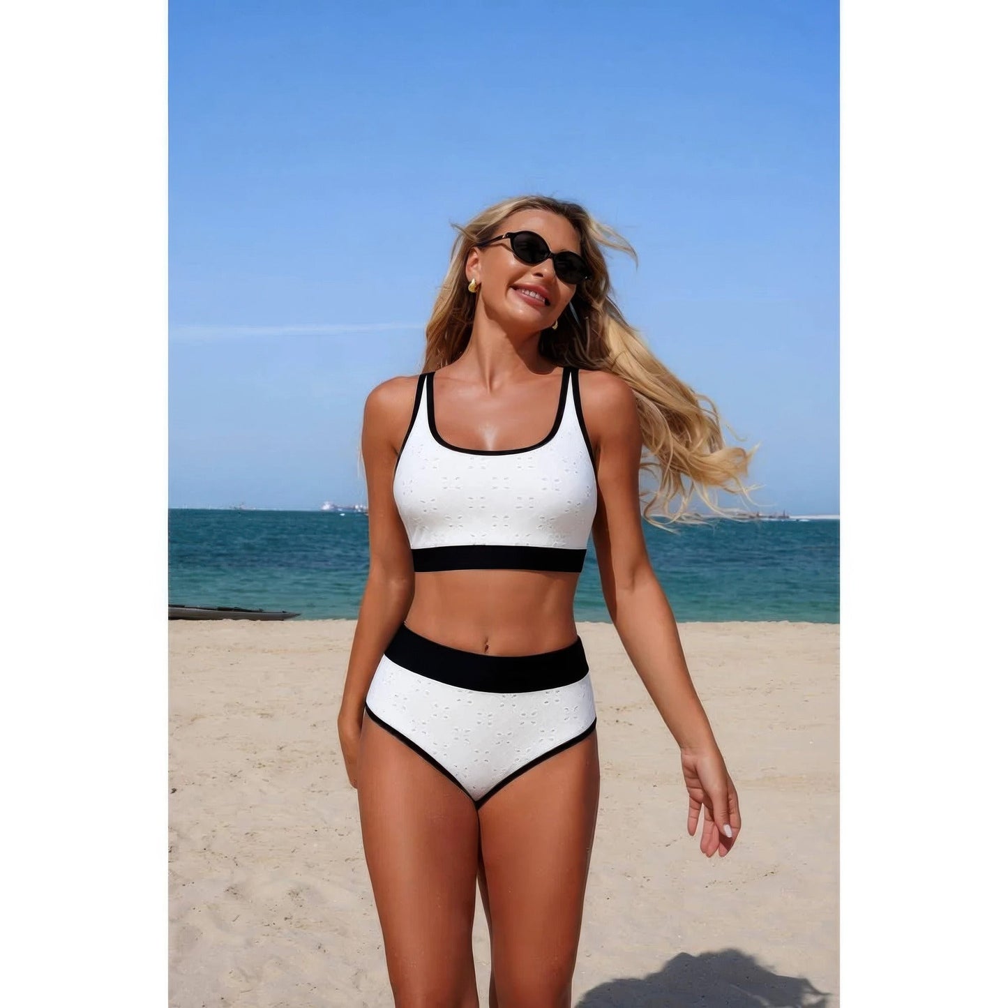 Push Up Triangle High Waisted Band Bikini