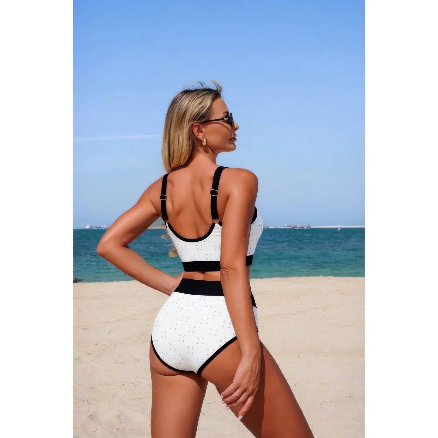 Push Up Triangle High Waisted Band Bikini