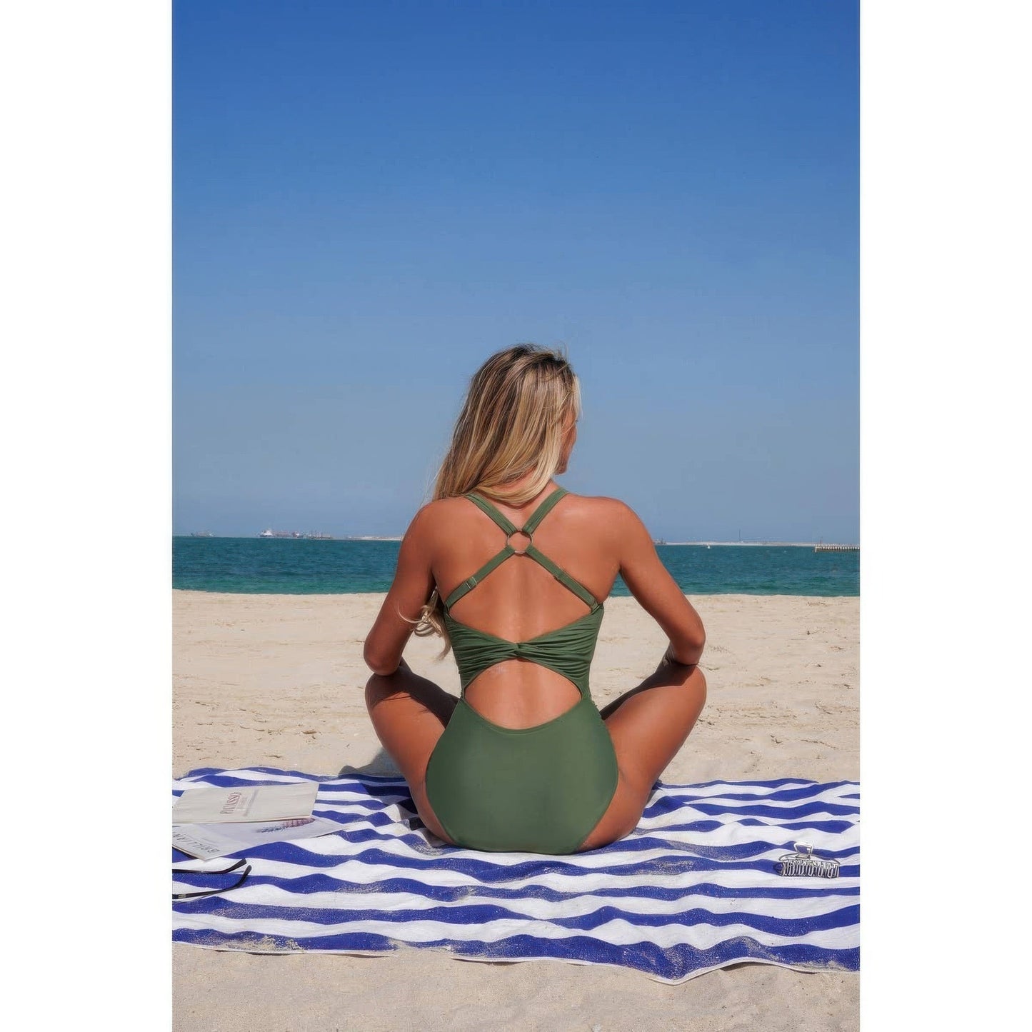 Two Piece Solid Contrast Tie Up Stretch Bikini