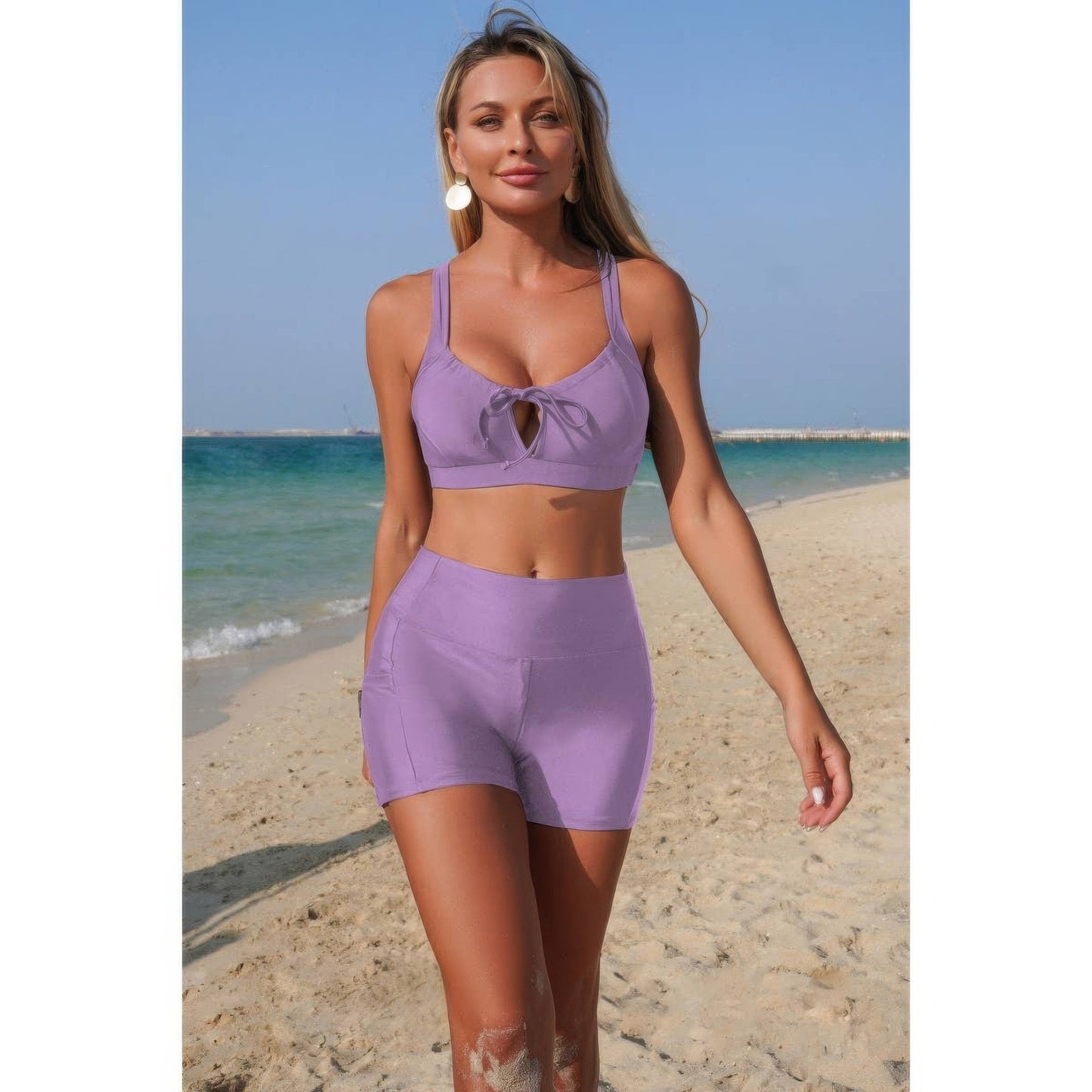 Two Piece Crisscross Tummy Control Side Tie Bikini