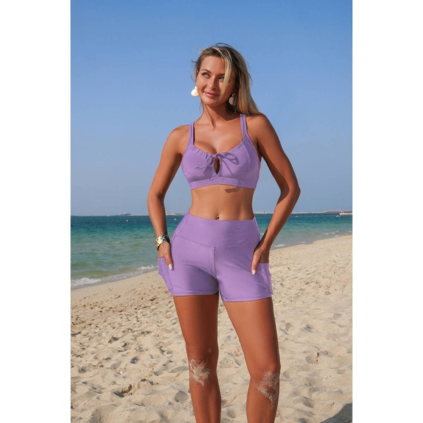 Two Piece Crisscross Tummy Control Side Tie Bikini