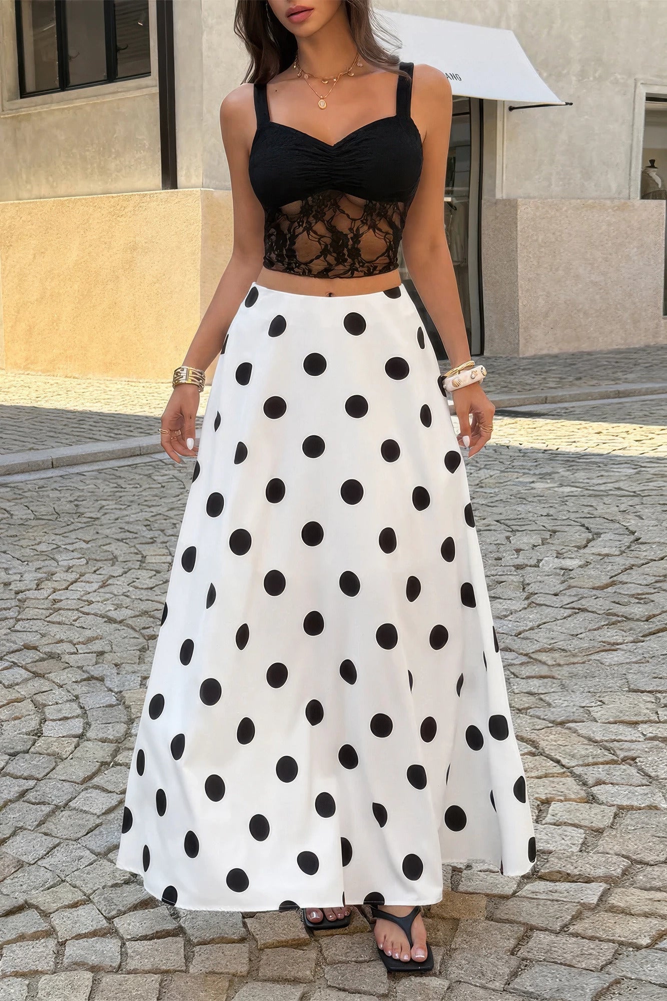 Polka Dots Elegant Style Pencil Skirt
