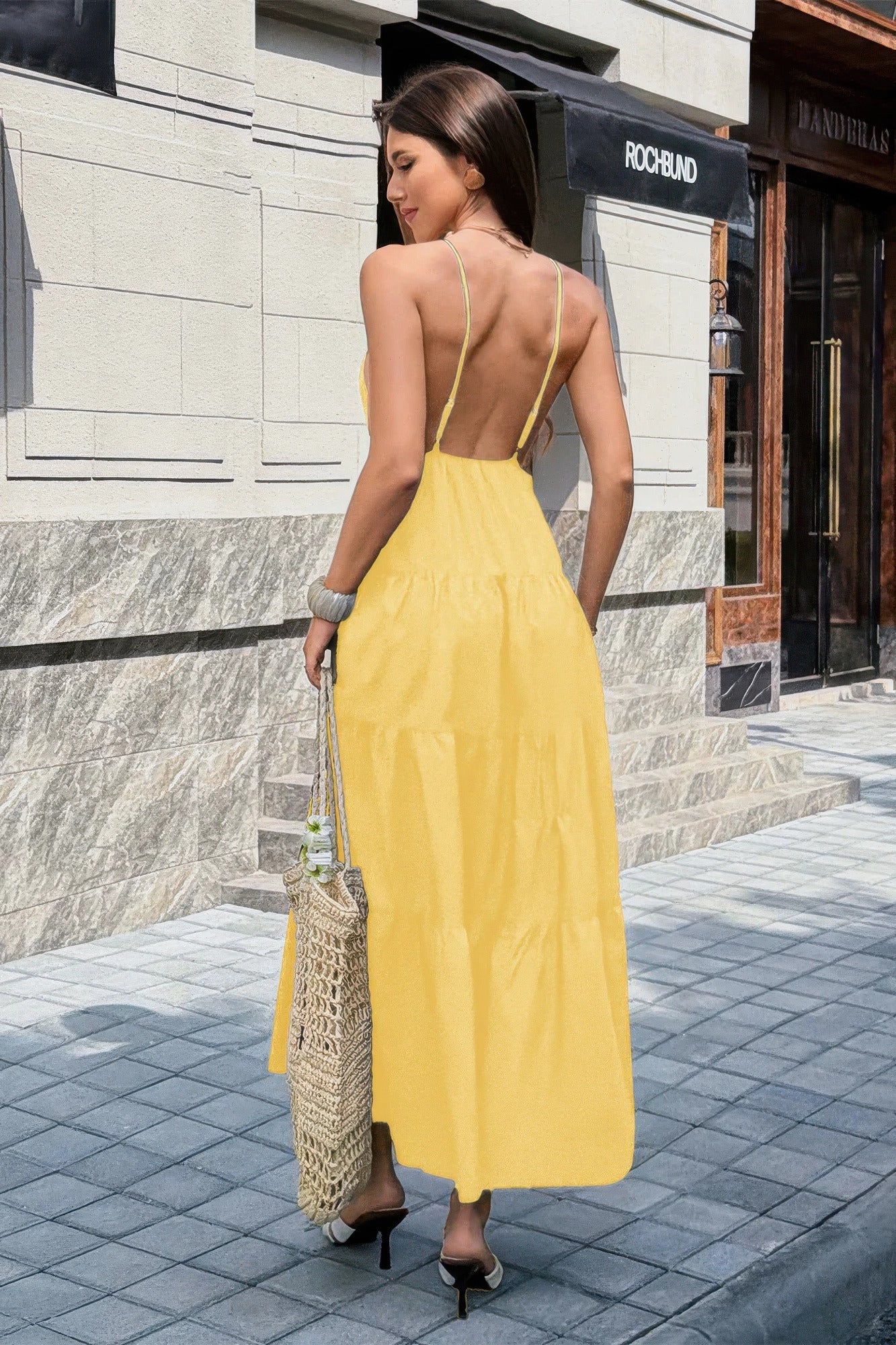 High Waist Sleeveless Open Back Full Dress
