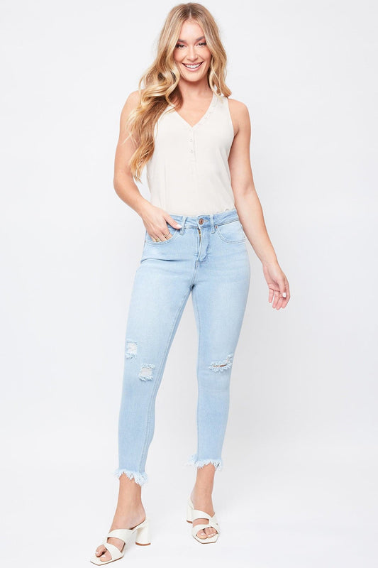 Women's Vintage High Rise Frayed Hem Ankle Jean