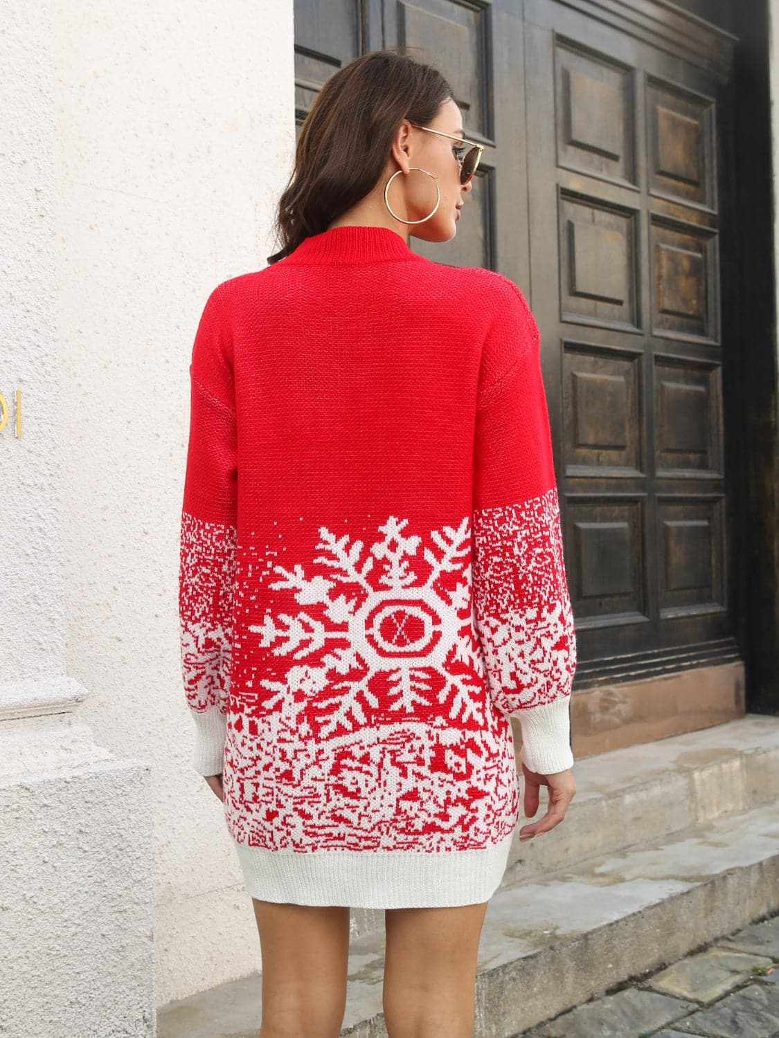 T-Shirts Trendsi Sweater Dresses - Warm knit snowflake dress - Premium Quality