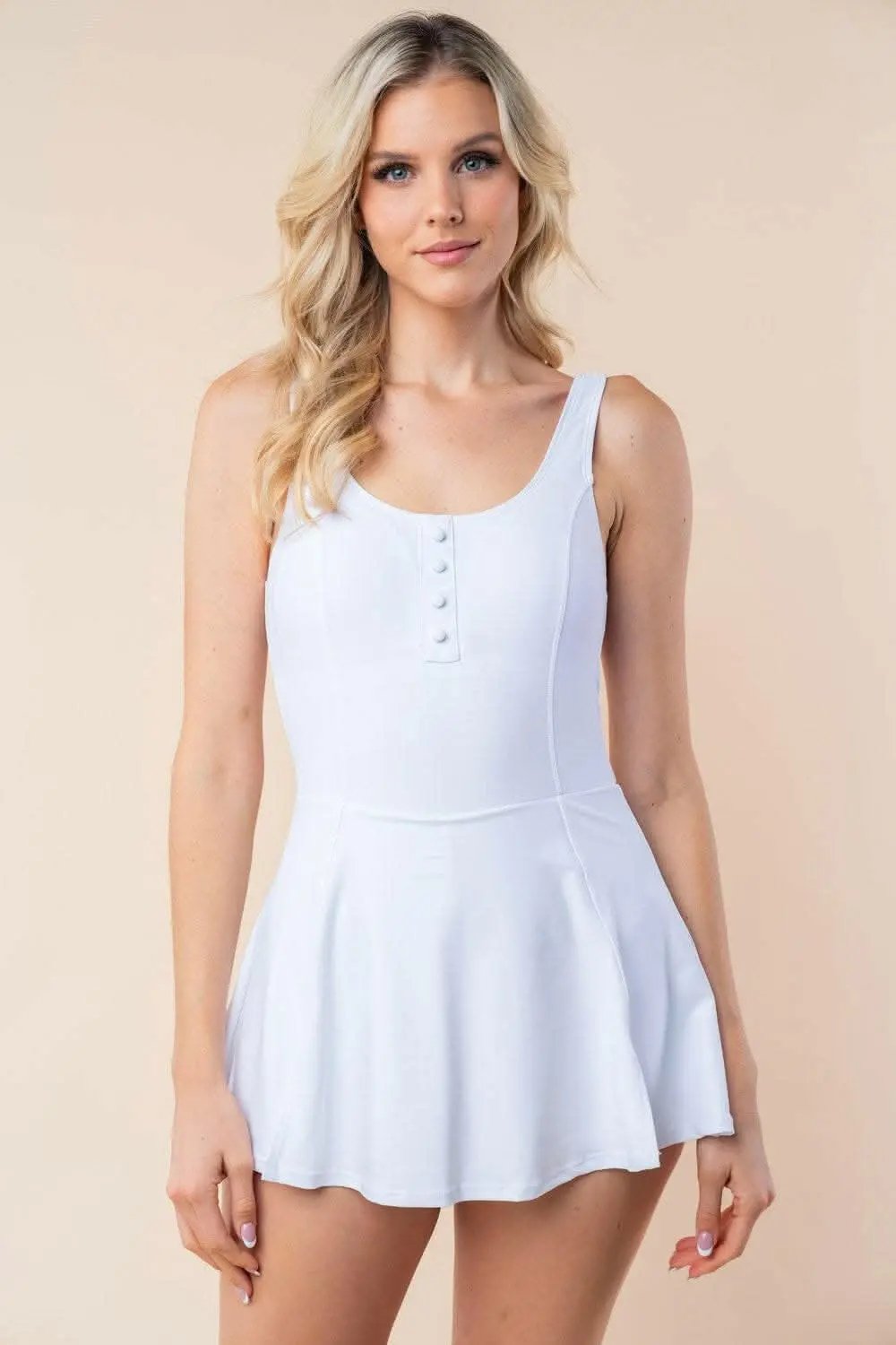 T-Shirts Trendsi Shorts - White Birch Sleeveless Performance Knit Swim Dress