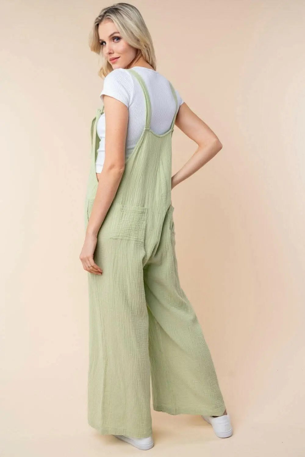 Sweaters Trendsi just arrived - White Birch Texture Sleeveless Wide Leg Jumpsui