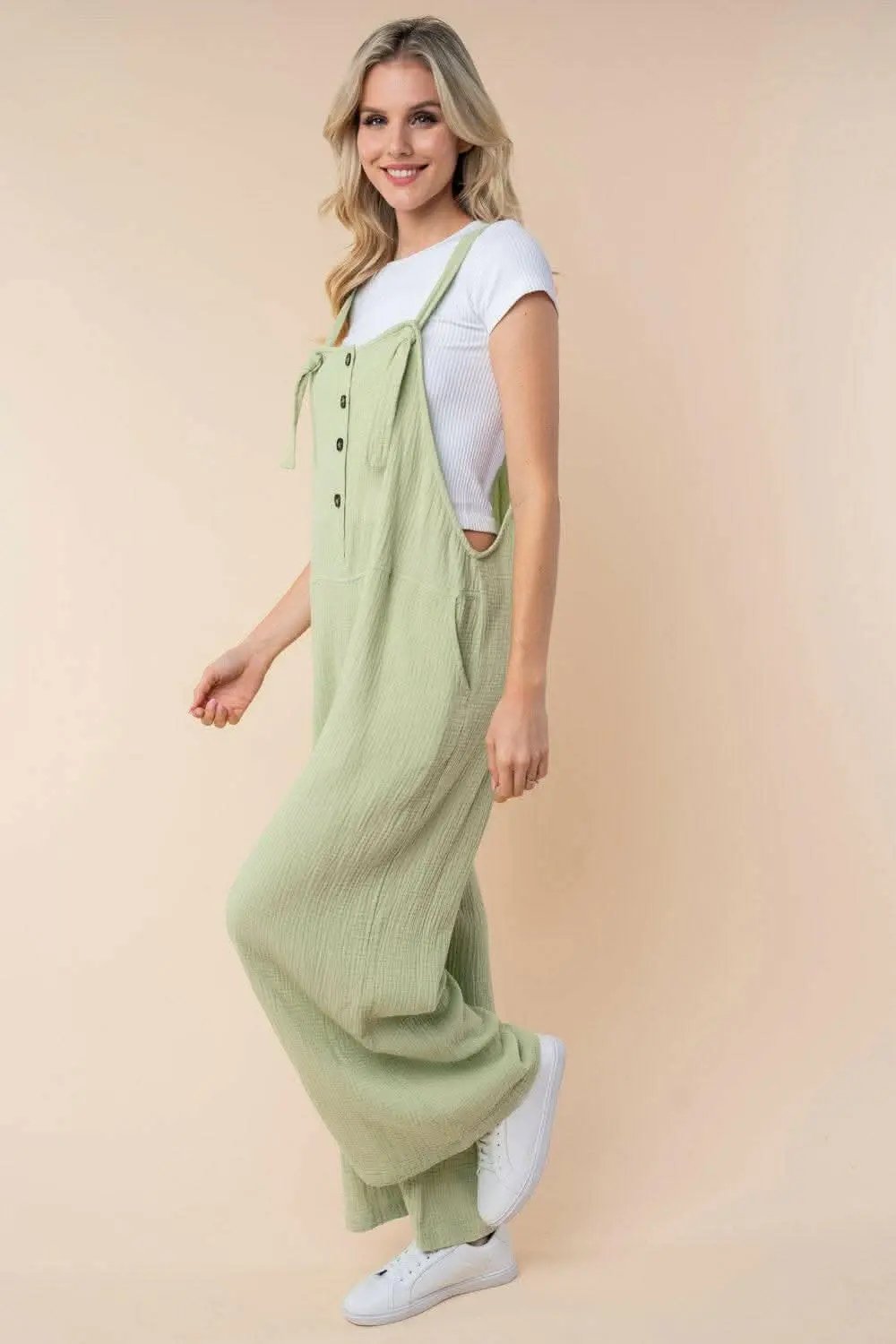 Sweaters Trendsi just arrived - White Birch Texture Sleeveless Wide Leg Jumpsui