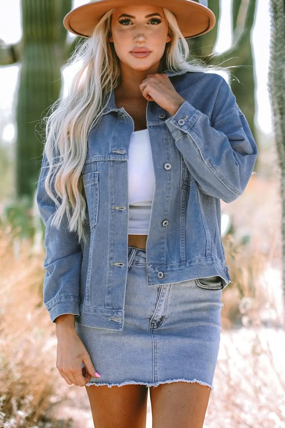 Women's Denim Jacket | Love Salve Oversized Cotton