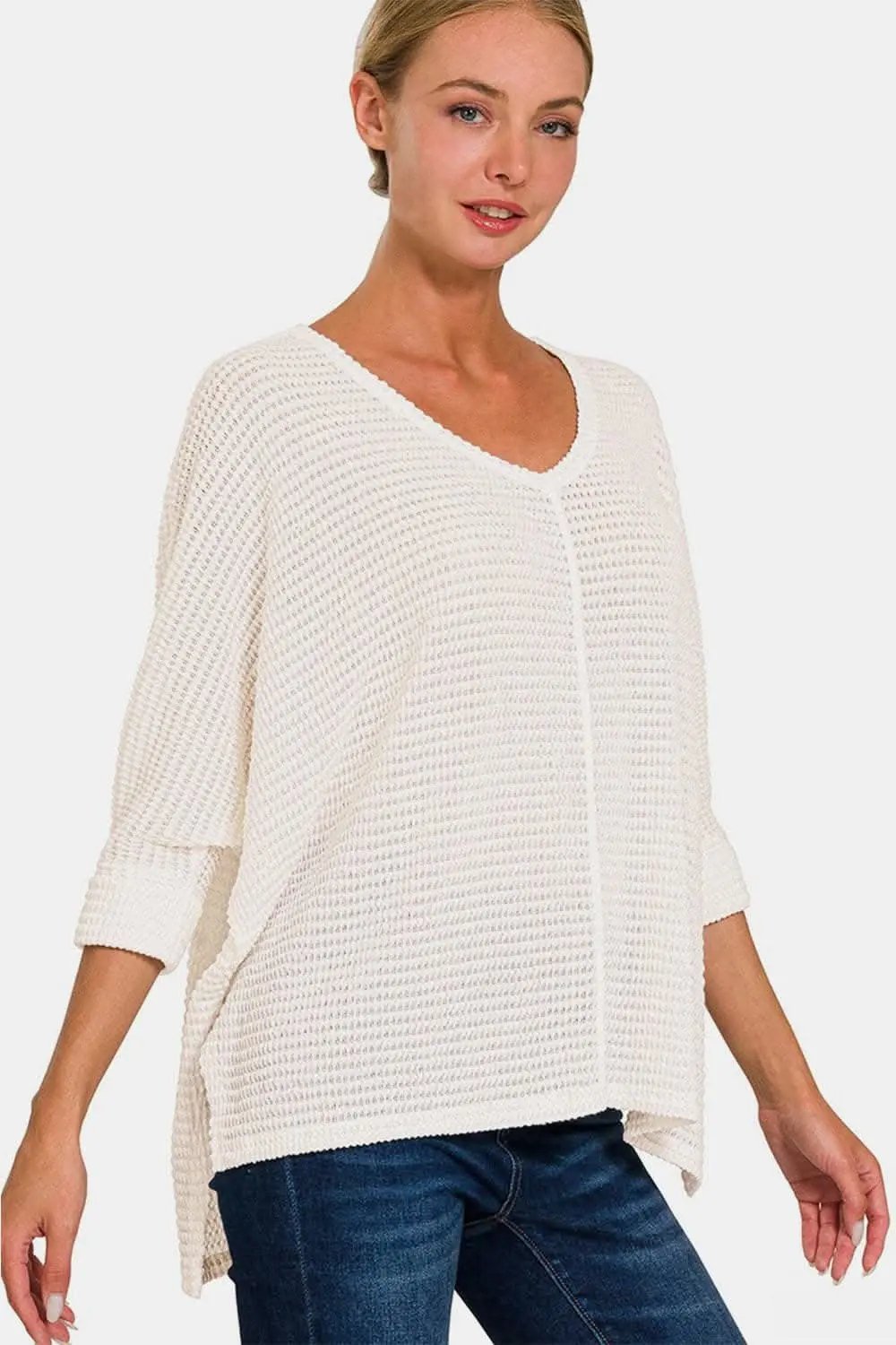Sweaters Trendsi Knit Top Women's Casual High-Low Slit Zenana Top - Soft & USA Shipped
