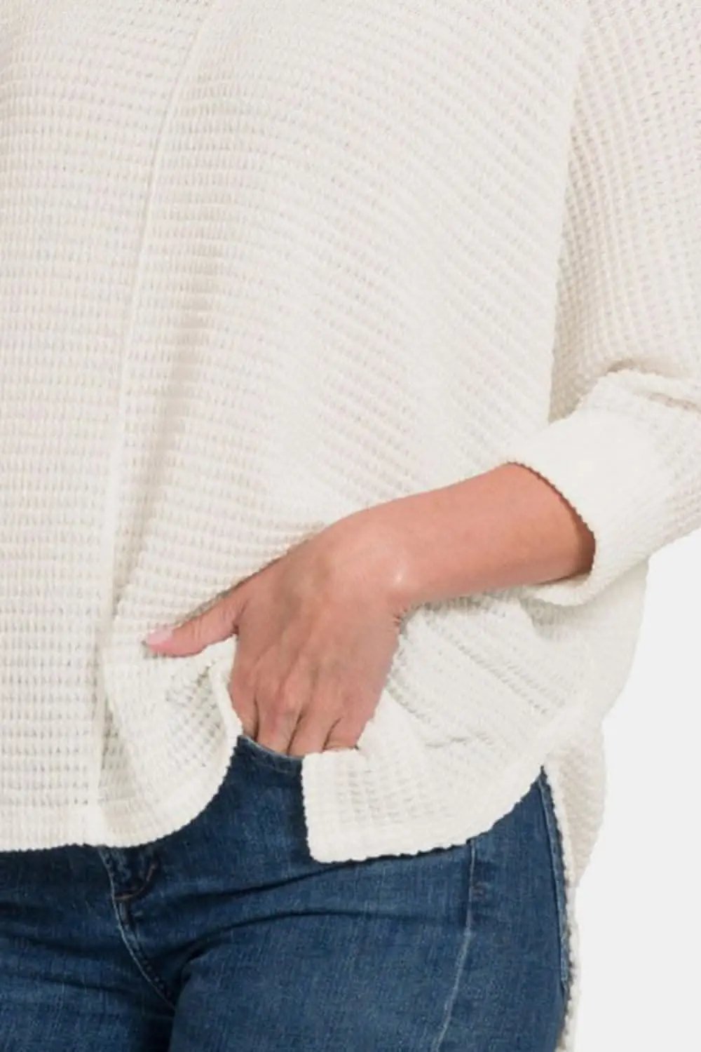 Sweaters Trendsi Knit Top Women's Casual High-Low Slit Zenana Top - Soft & USA Shipped
