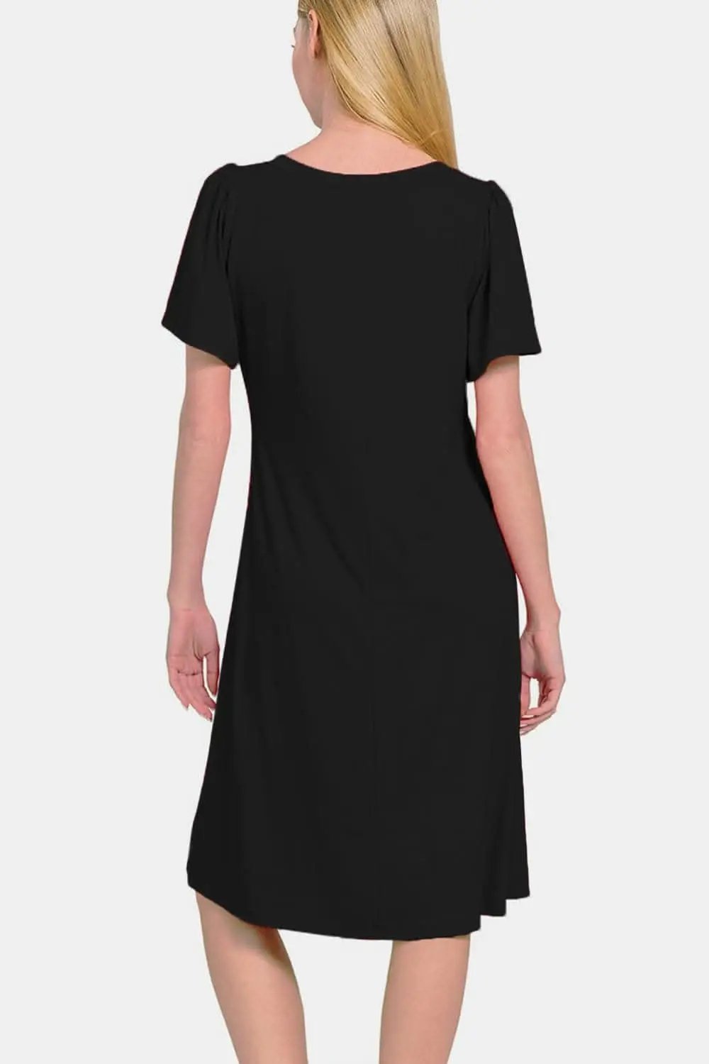 Dresses Trendsi Zenana V-Neck Short Sleeve Dress for Effortless El