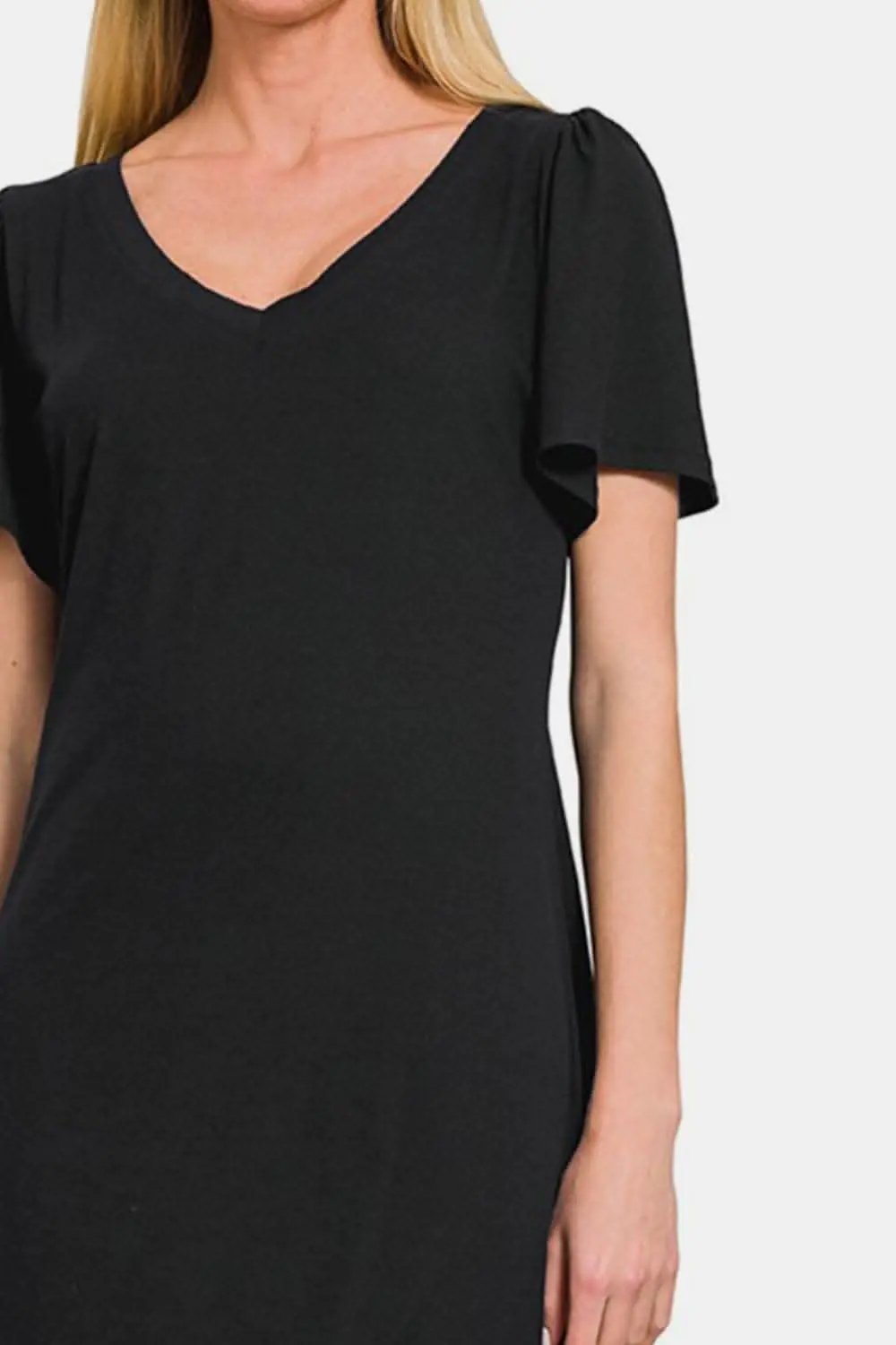 Dresses Trendsi Zenana V-Neck Short Sleeve Dress for Effortless El